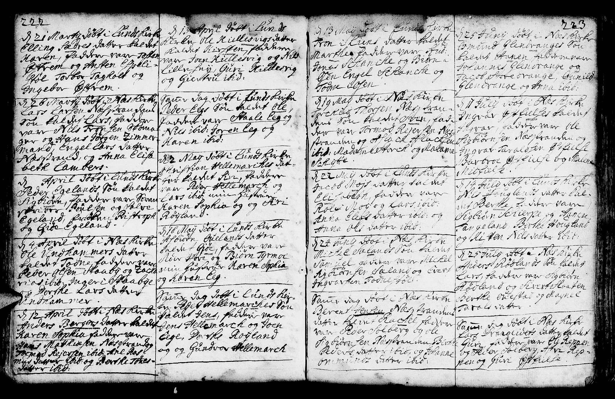 Lund sokneprestkontor, AV/SAST-A-101809/S06/L0002: Parish register (official) no. A 2, 1738-1760, p. 222-223