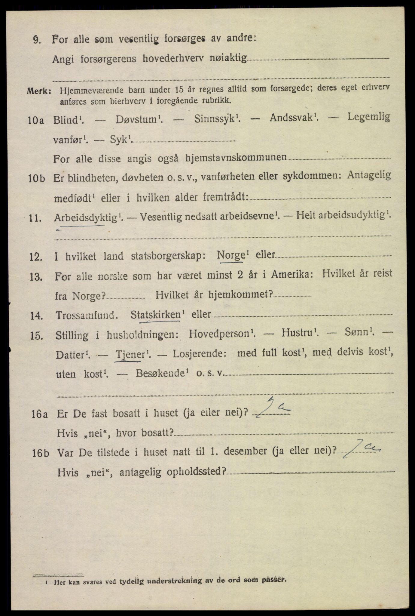 SAK, 1920 census for Tovdal, 1920, p. 326