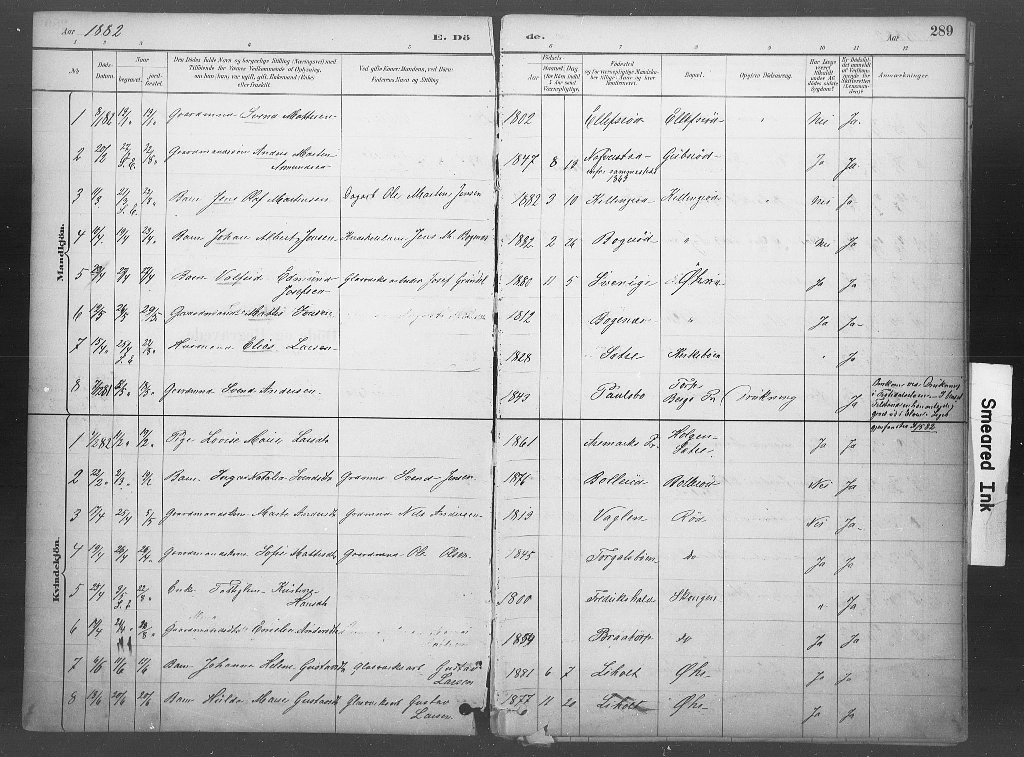 Idd prestekontor Kirkebøker, SAO/A-10911/F/Fb/L0002: Parish register (official) no. II 2, 1882-1923, p. 289