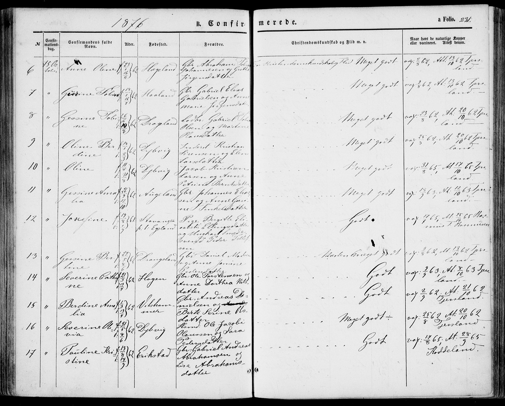 Lyngdal sokneprestkontor, AV/SAK-1111-0029/F/Fa/Fac/L0010: Parish register (official) no. A 10, 1865-1878, p. 231