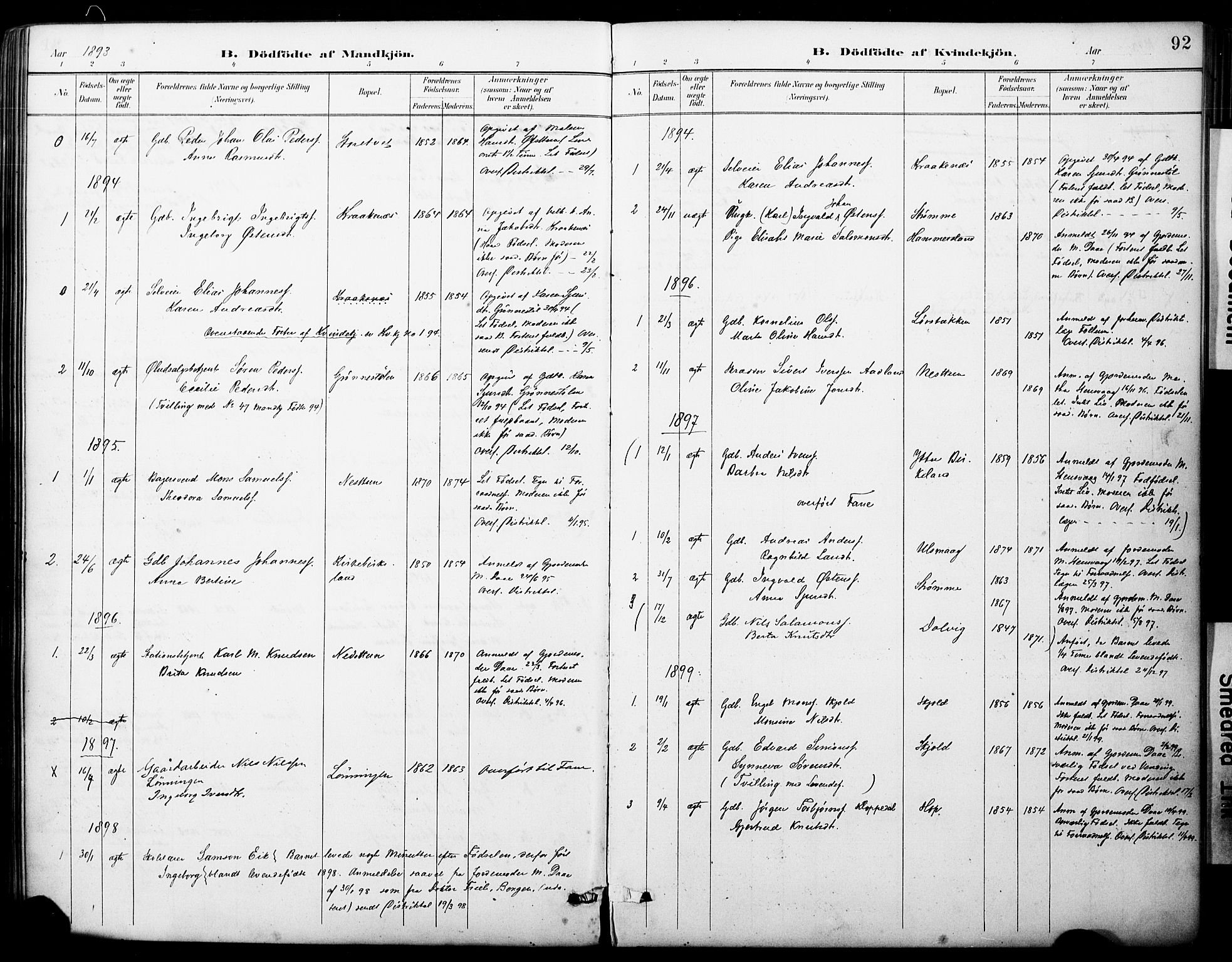 Fana Sokneprestembete, SAB/A-75101/H/Haa/Haai/L0002: Parish register (official) no. I 2, 1888-1899, p. 92