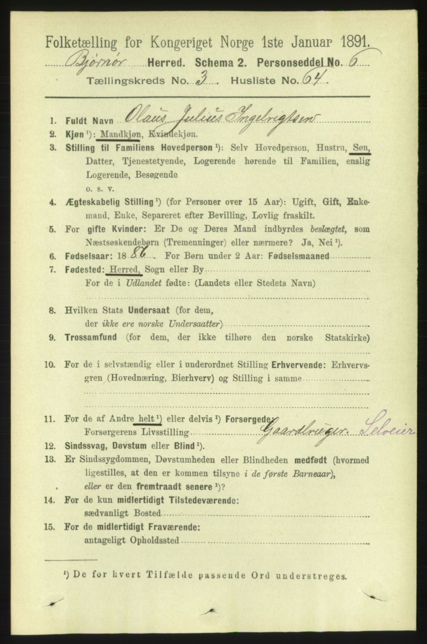 RA, 1891 census for 1632 Bjørnør, 1891, p. 1637