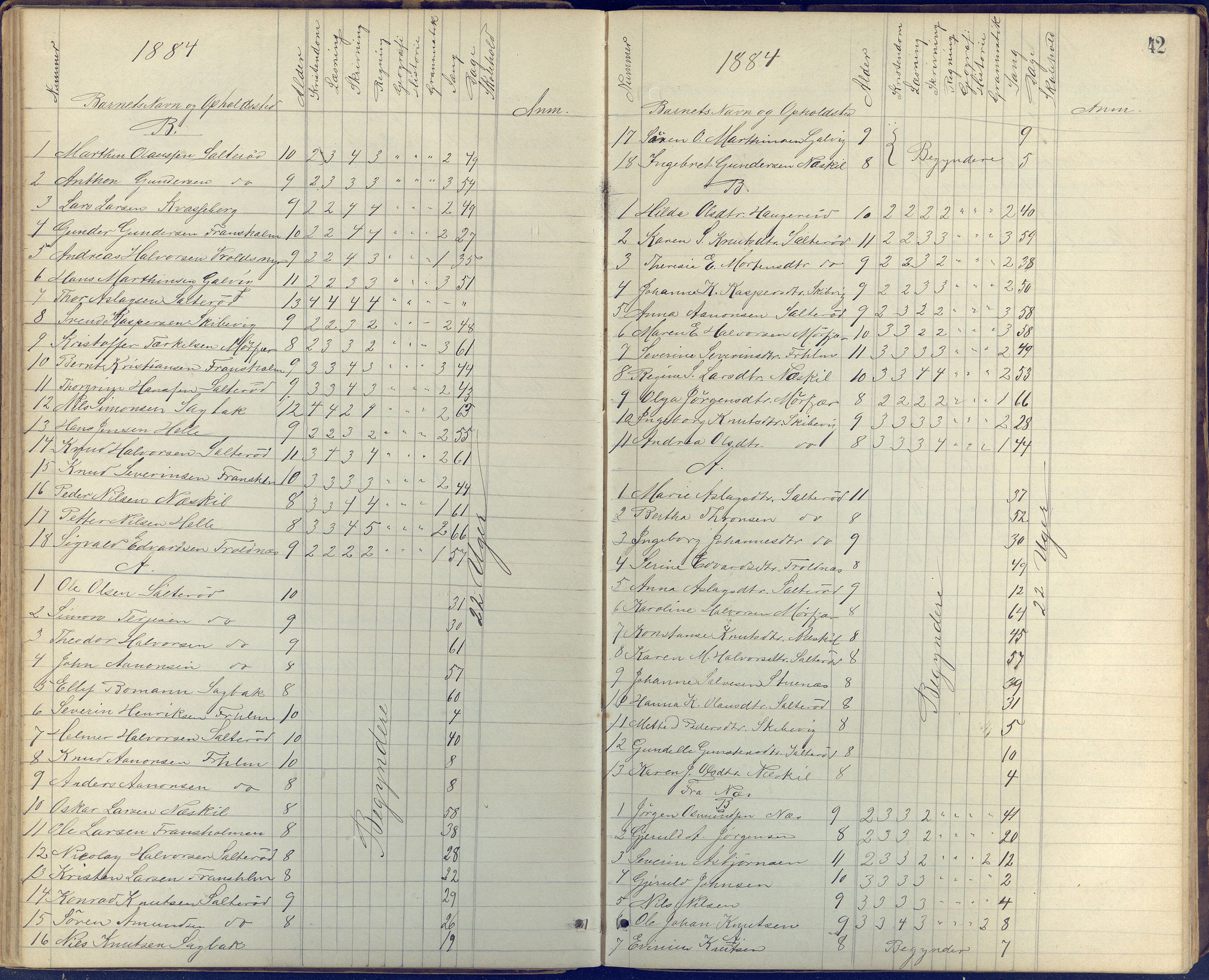 Stokken kommune, AAKS/KA0917-PK/04/04c/L0005: Skoleprotokoll frivillig skole Stokken, 1865-1903, p. 42