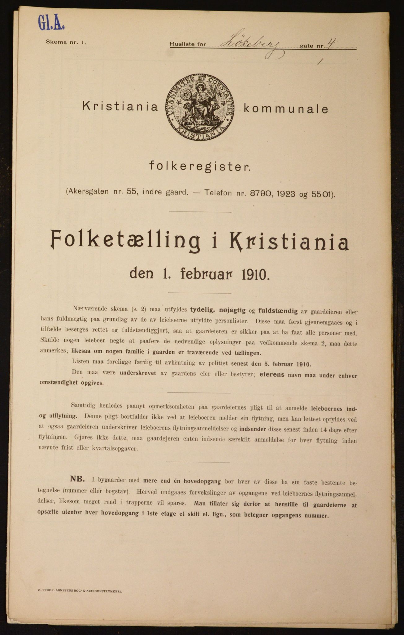 OBA, Municipal Census 1910 for Kristiania, 1910, p. 56549