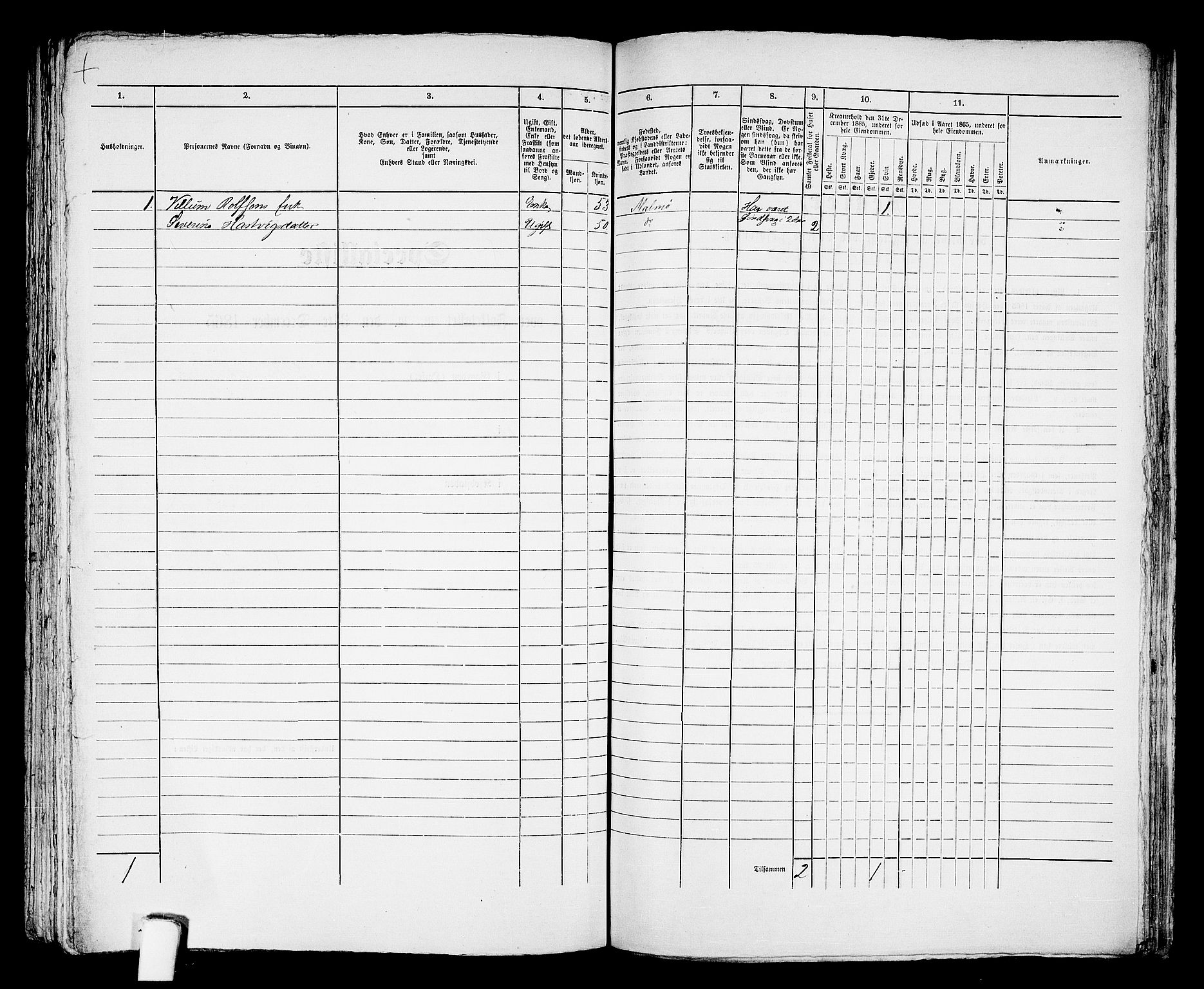 RA, 1865 census for Mandal/Mandal, 1865, p. 857