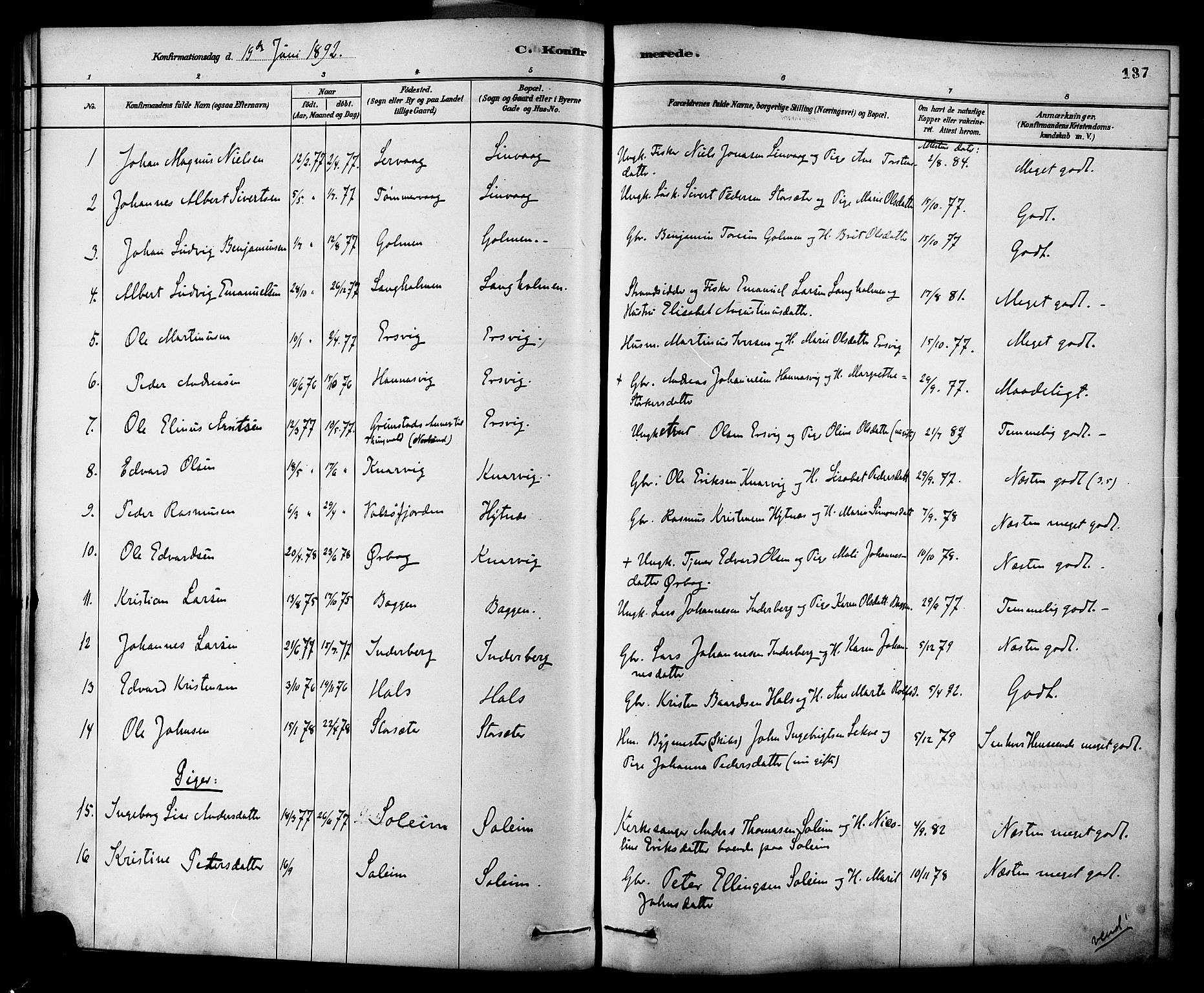 Ministerialprotokoller, klokkerbøker og fødselsregistre - Møre og Romsdal, AV/SAT-A-1454/577/L0896: Parish register (official) no. 577A03, 1880-1898, p. 137