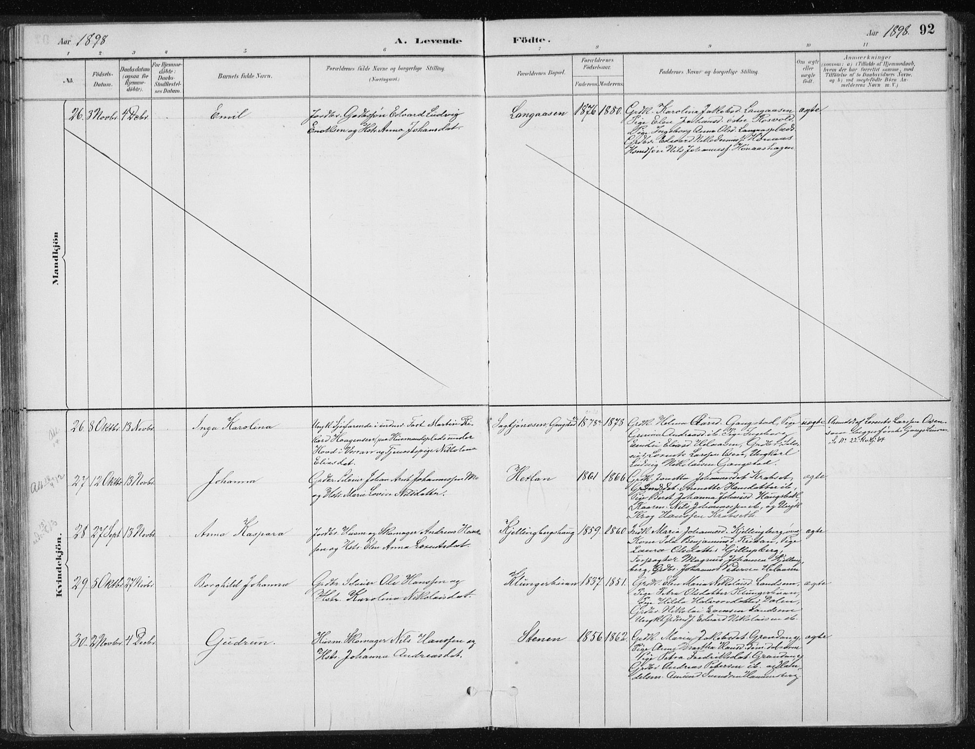 Ministerialprotokoller, klokkerbøker og fødselsregistre - Nord-Trøndelag, SAT/A-1458/701/L0010: Parish register (official) no. 701A10, 1883-1899, p. 92