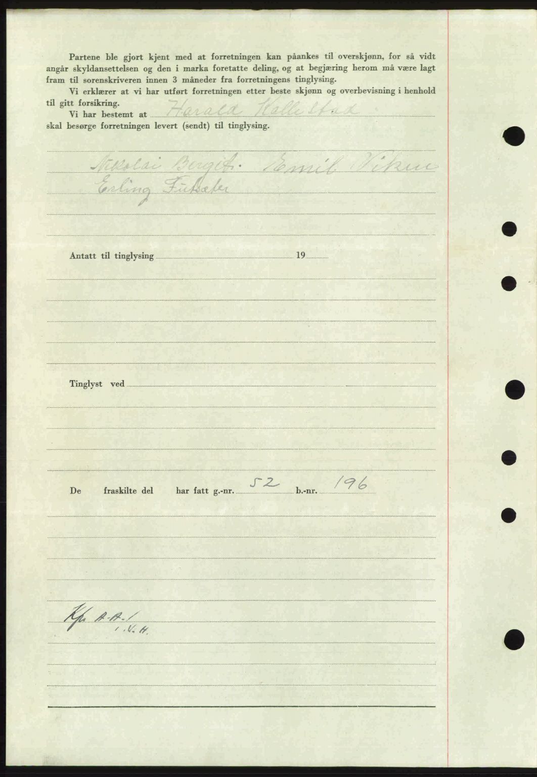 Nordmøre sorenskriveri, AV/SAT-A-4132/1/2/2Ca: Mortgage book no. A103, 1946-1947, Diary no: : 89/1947