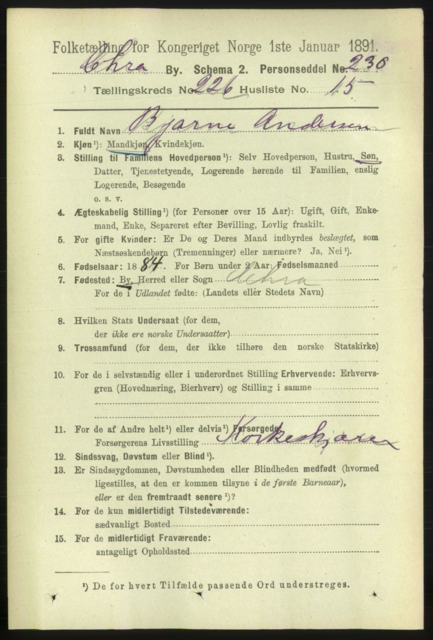 RA, 1891 census for 0301 Kristiania, 1891, p. 138036