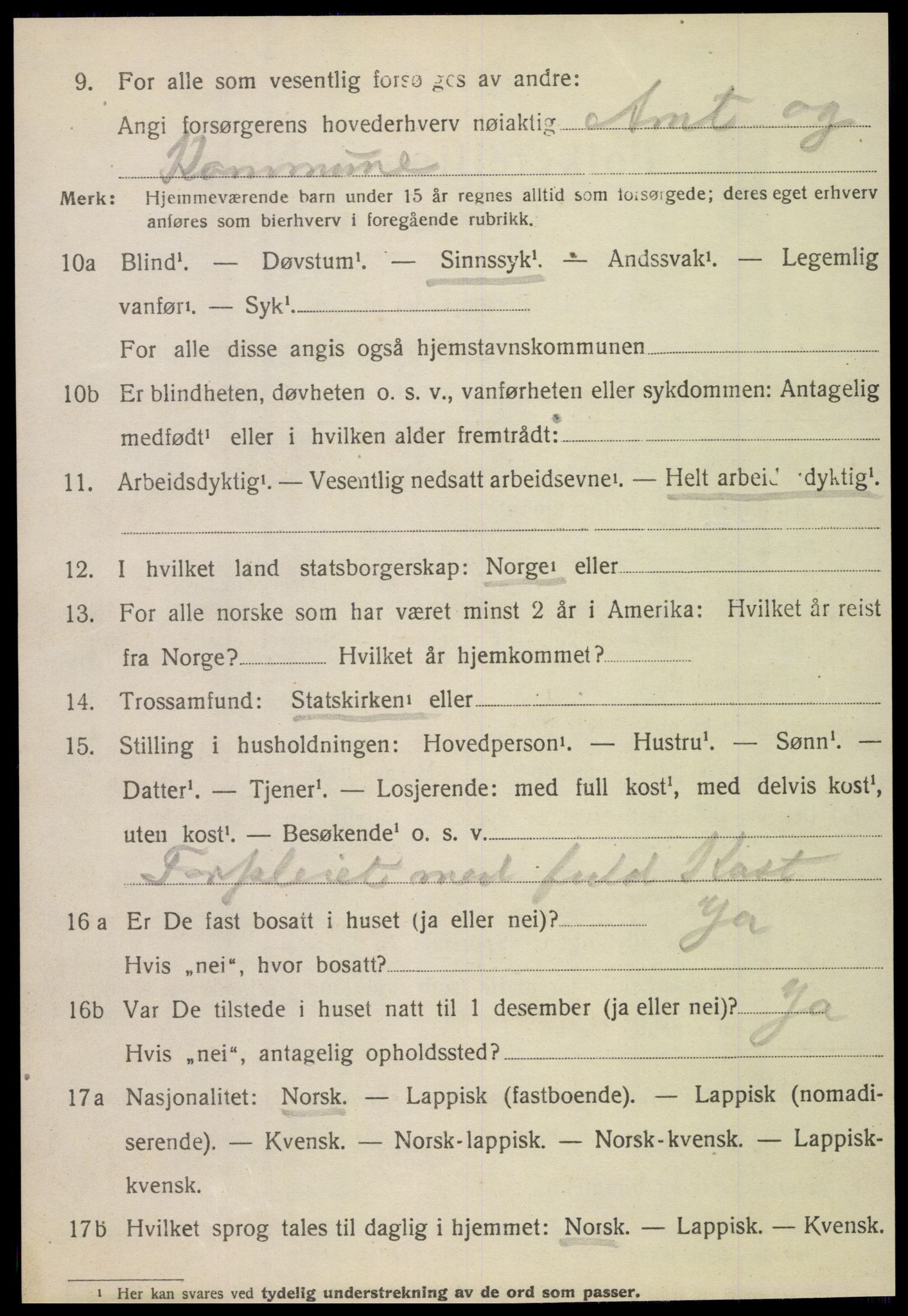 SAT, 1920 census for Tjøtta, 1920, p. 4330