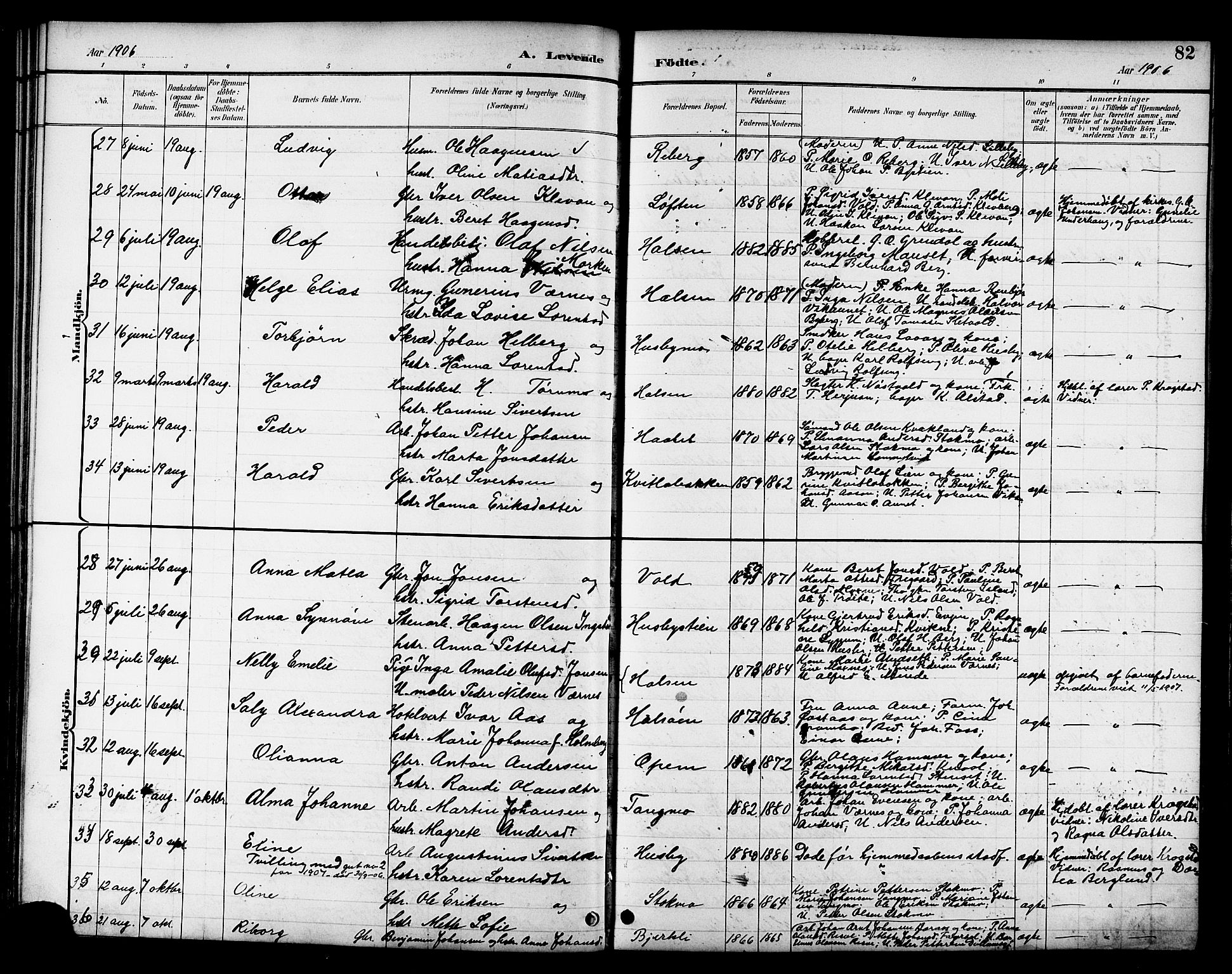 Ministerialprotokoller, klokkerbøker og fødselsregistre - Nord-Trøndelag, AV/SAT-A-1458/709/L0087: Parish register (copy) no. 709C01, 1892-1913, p. 82