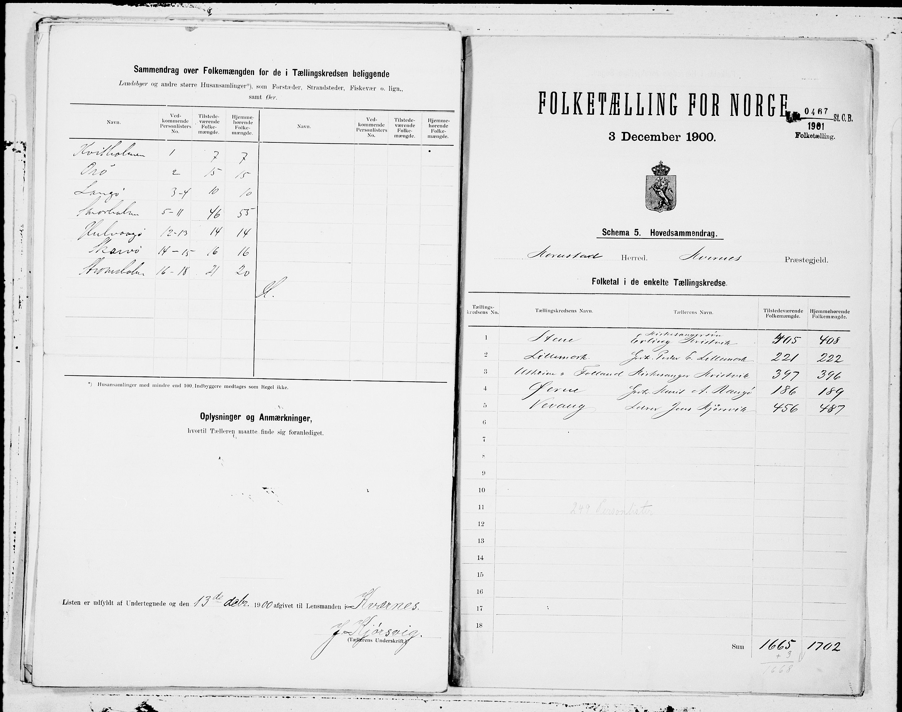 SAT, 1900 census for Kornstad, 1900, p. 12