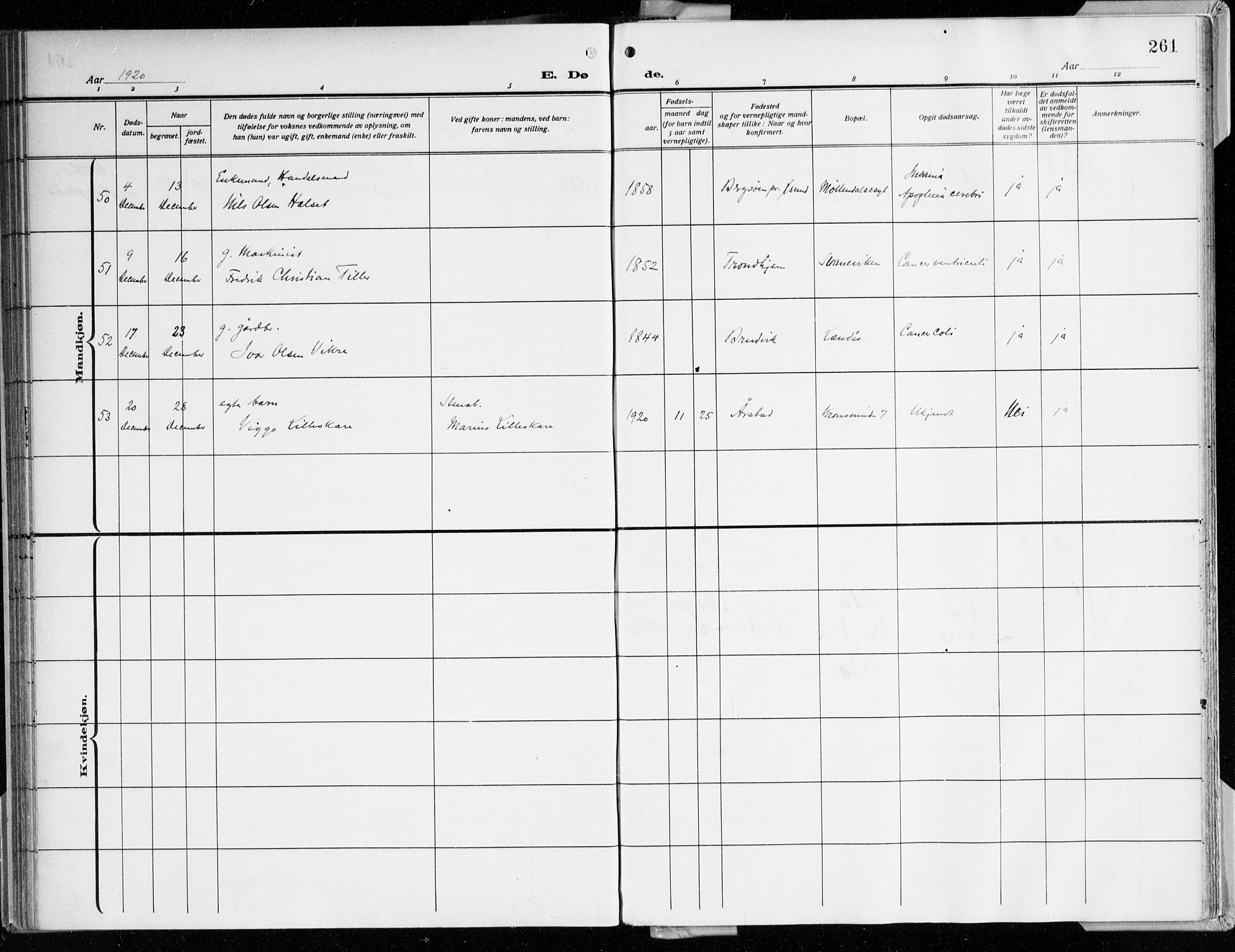 Årstad Sokneprestembete, AV/SAB-A-79301/H/Haa/L0003: Parish register (official) no. A 3, 1914-1919, p. 261