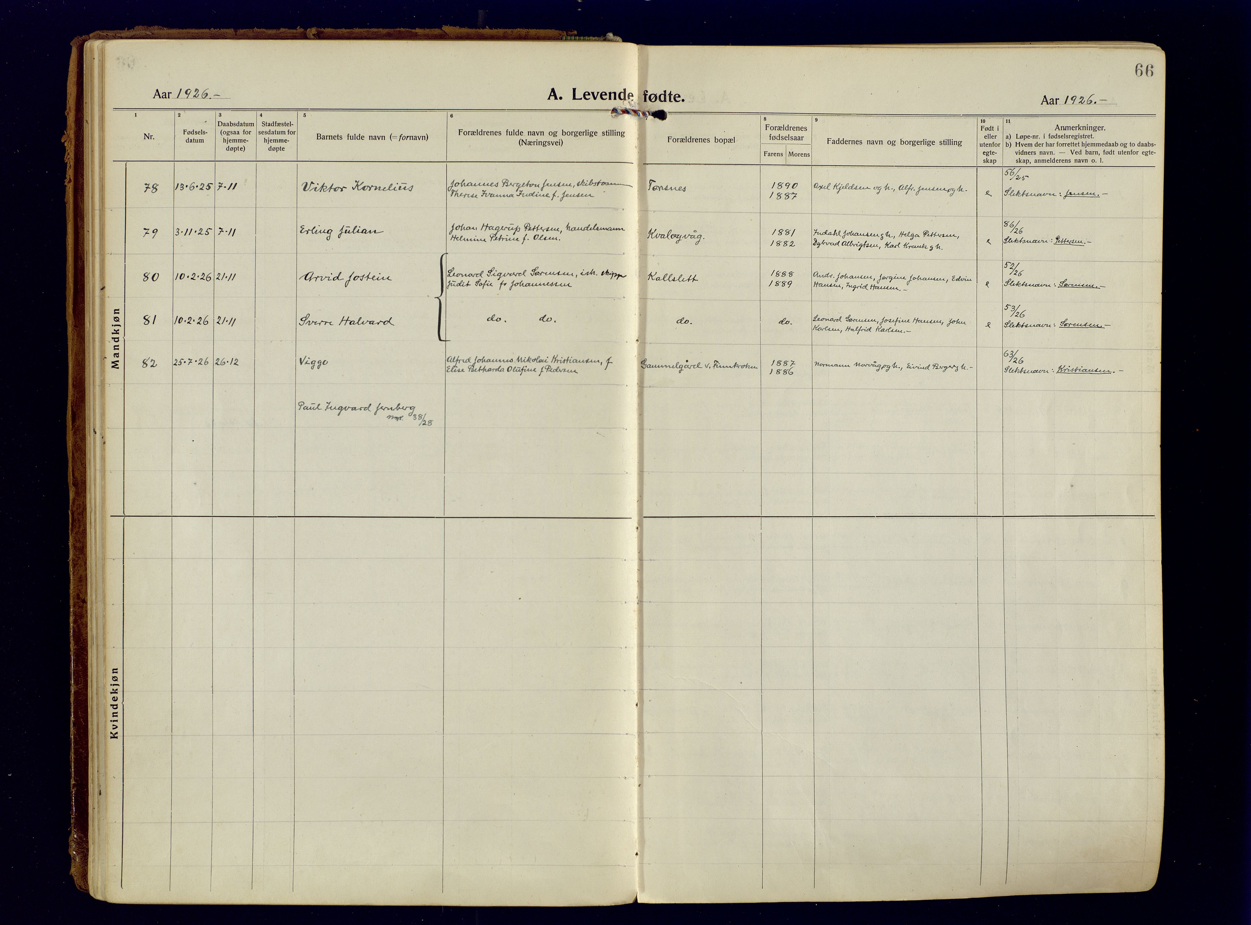 Tromsøysund sokneprestkontor, AV/SATØ-S-1304/G/Ga/L0009kirke: Parish register (official) no. 9, 1922-1934, p. 66