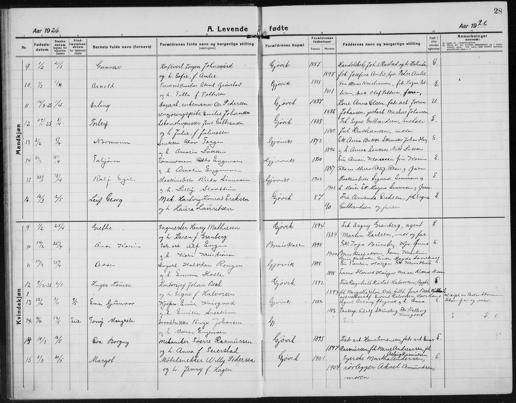 Vardal prestekontor, SAH/PREST-100/H/Ha/Hab/L0017: Parish register (copy) no. 17, 1922-1941, p. 28