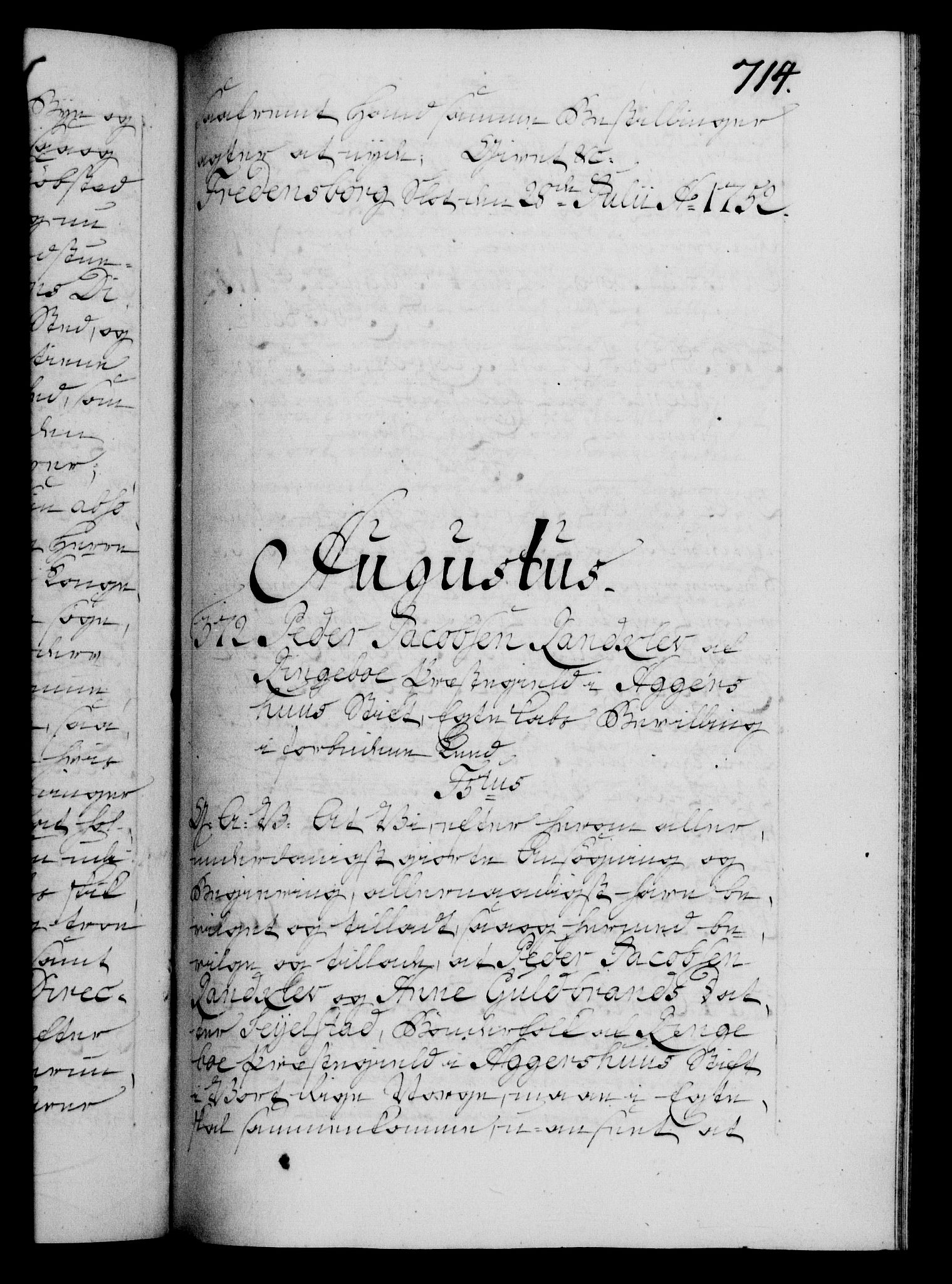 Danske Kanselli 1572-1799, RA/EA-3023/F/Fc/Fca/Fcaa/L0037: Norske registre, 1751-1752, p. 714a