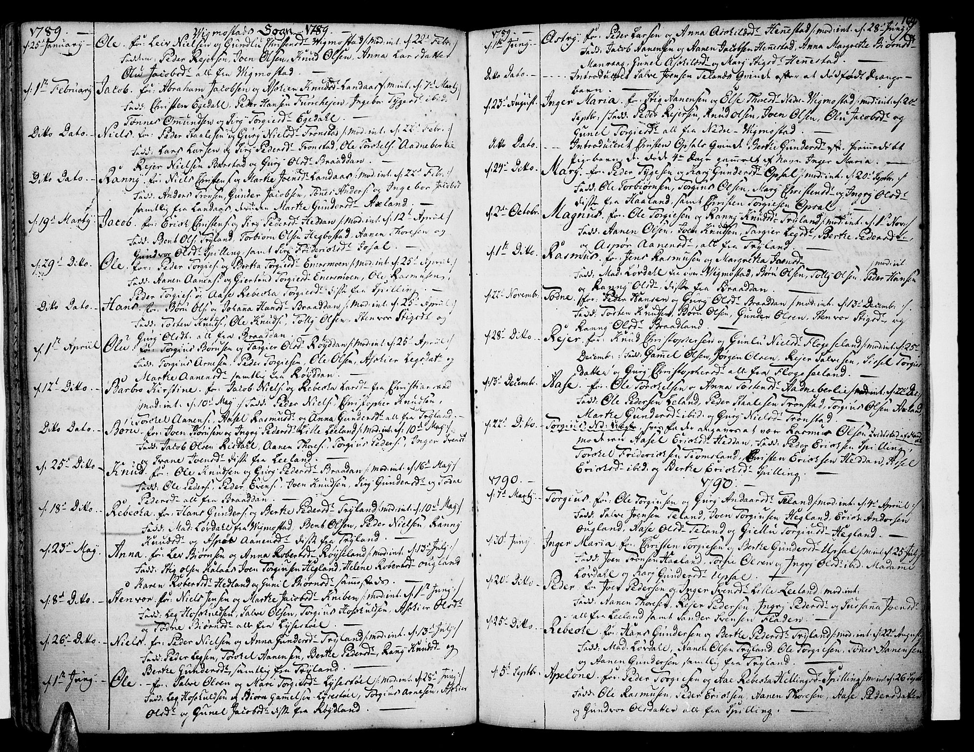 Sør-Audnedal sokneprestkontor, AV/SAK-1111-0039/F/Fa/Fab/L0002: Parish register (official) no. A 2 /3, 1771-1809, p. 169