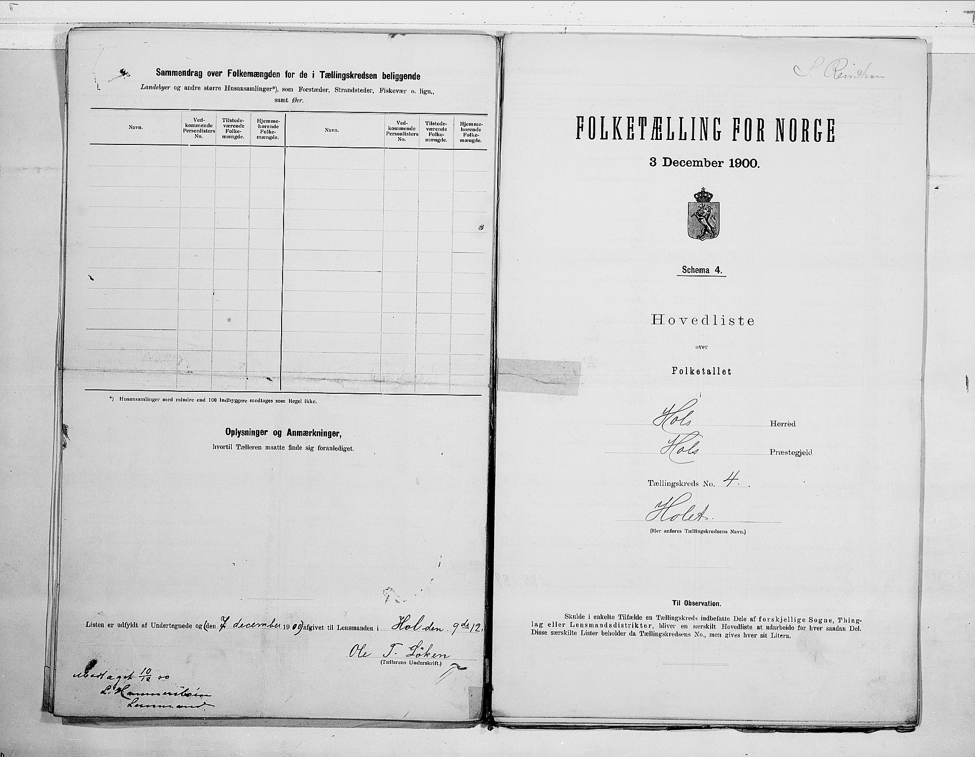 RA, 1900 census for Hol, 1900, p. 10