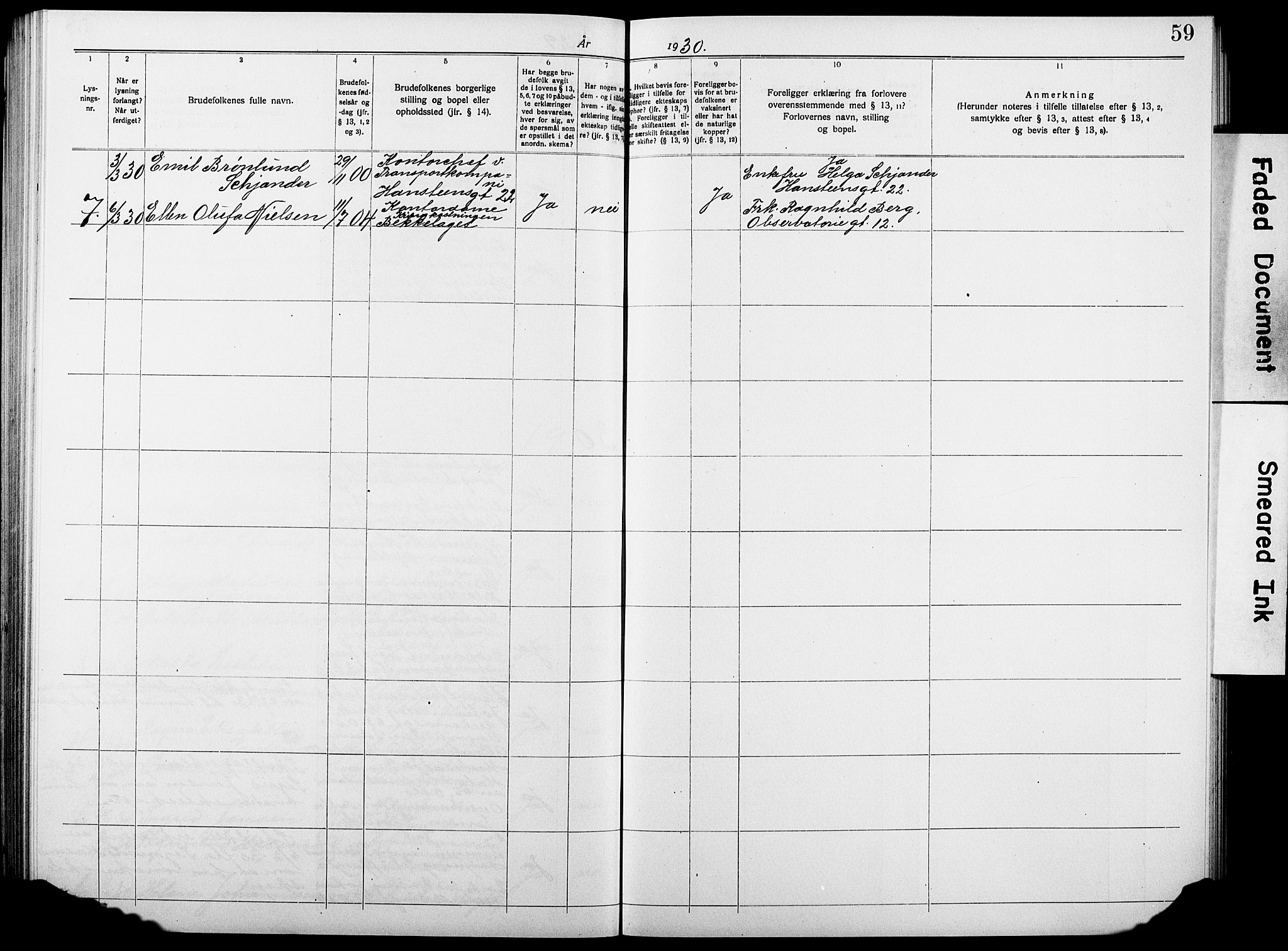 Johannes prestekontor Kirkebøker, SAO/A-10852/H/Ha/L0006: Banns register no. 6, 1920-1930, p. 59