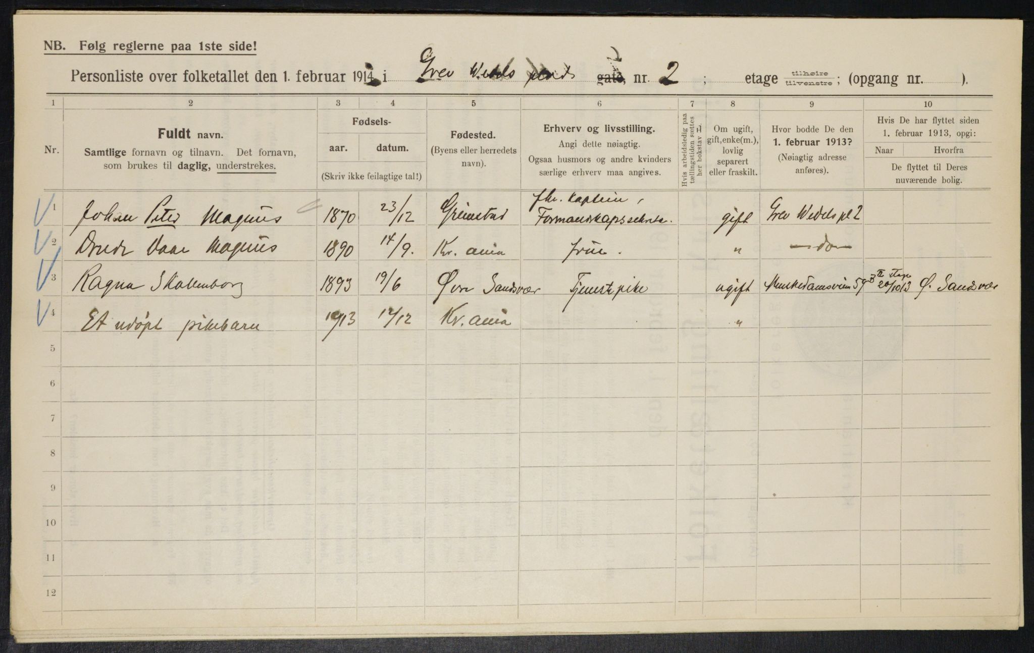 OBA, Municipal Census 1914 for Kristiania, 1914, p. 30001