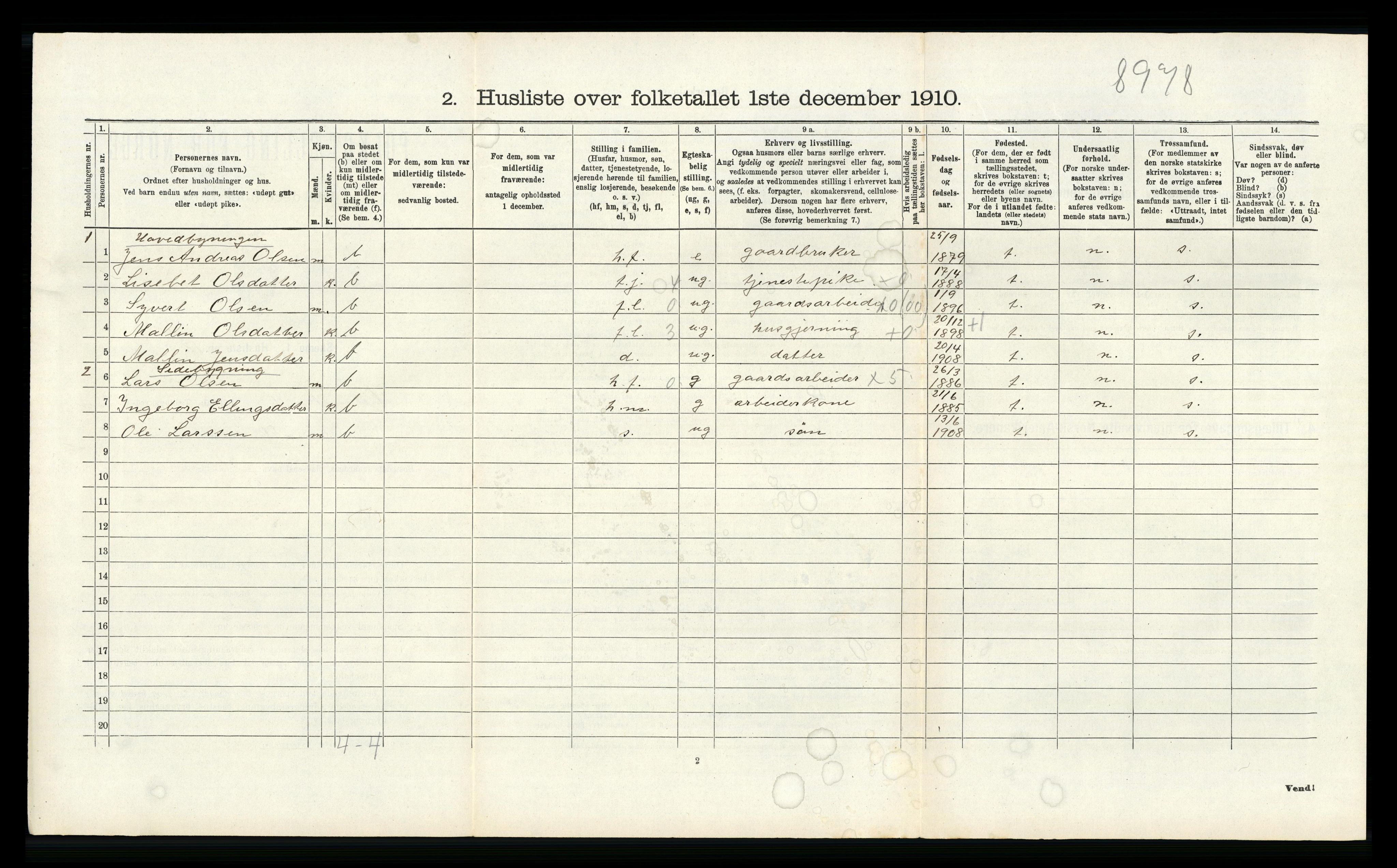 RA, 1910 census for Hjelmeland, 1910, p. 525