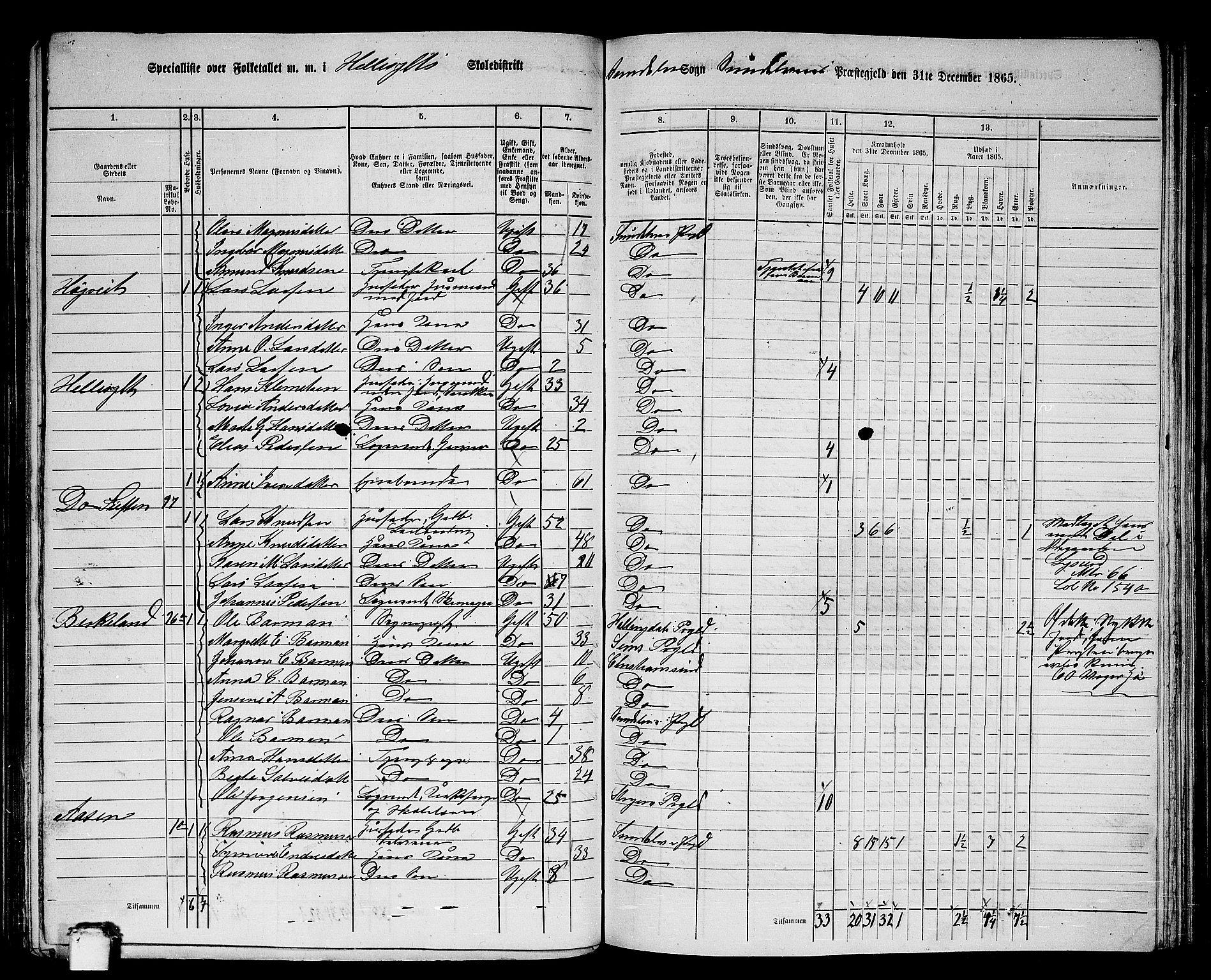 RA, 1865 census for Sunnylven, 1865, p. 11