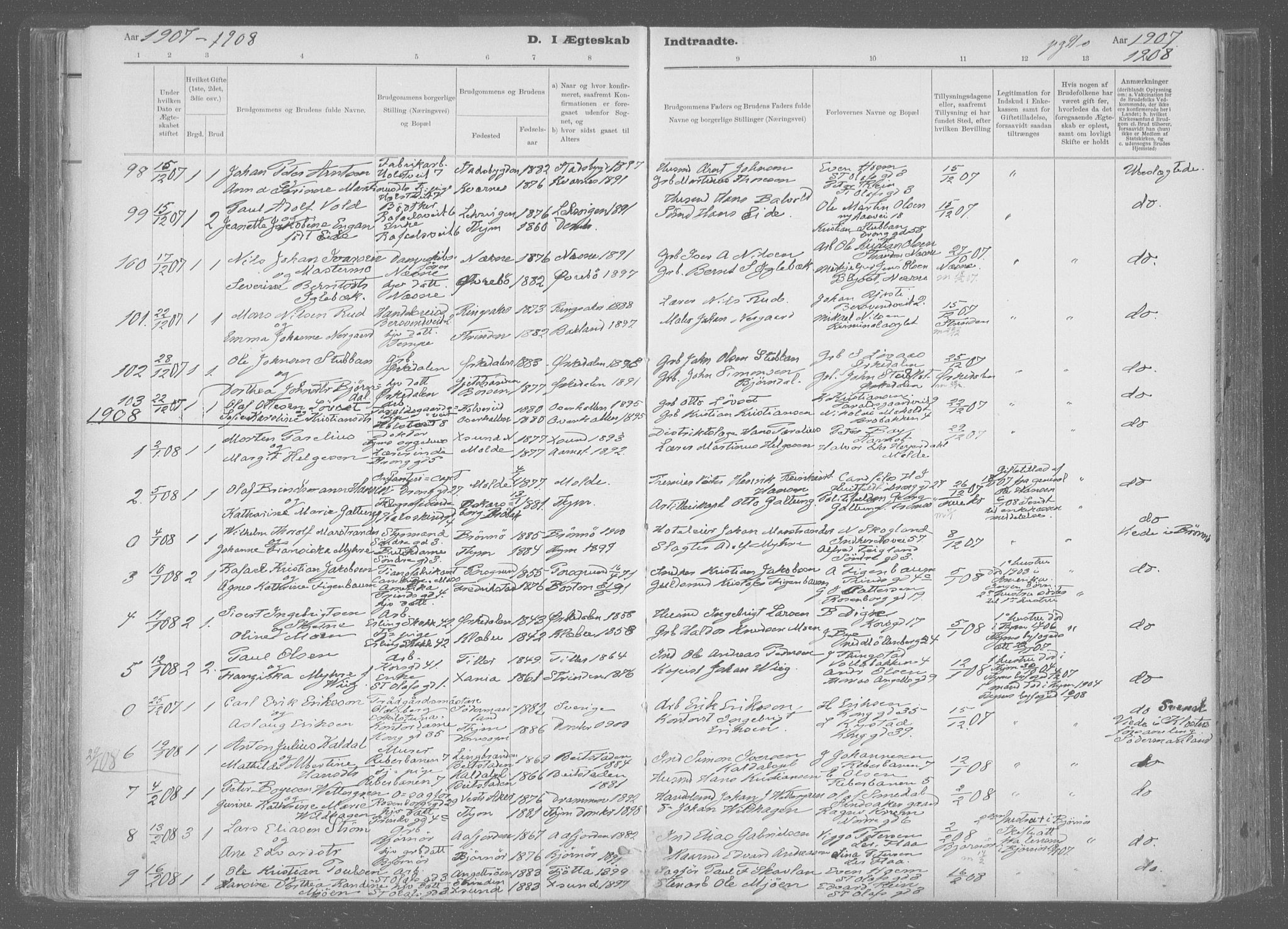 Ministerialprotokoller, klokkerbøker og fødselsregistre - Sør-Trøndelag, SAT/A-1456/601/L0064: Parish register (official) no. 601A31, 1891-1911, p. 91s
