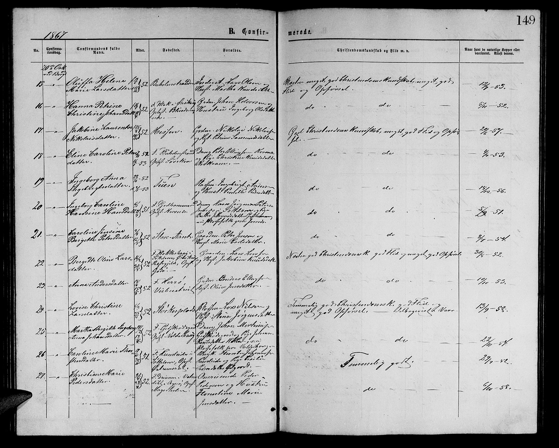 Ministerialprotokoller, klokkerbøker og fødselsregistre - Møre og Romsdal, AV/SAT-A-1454/528/L0428: Parish register (copy) no. 528C09, 1864-1880, p. 149