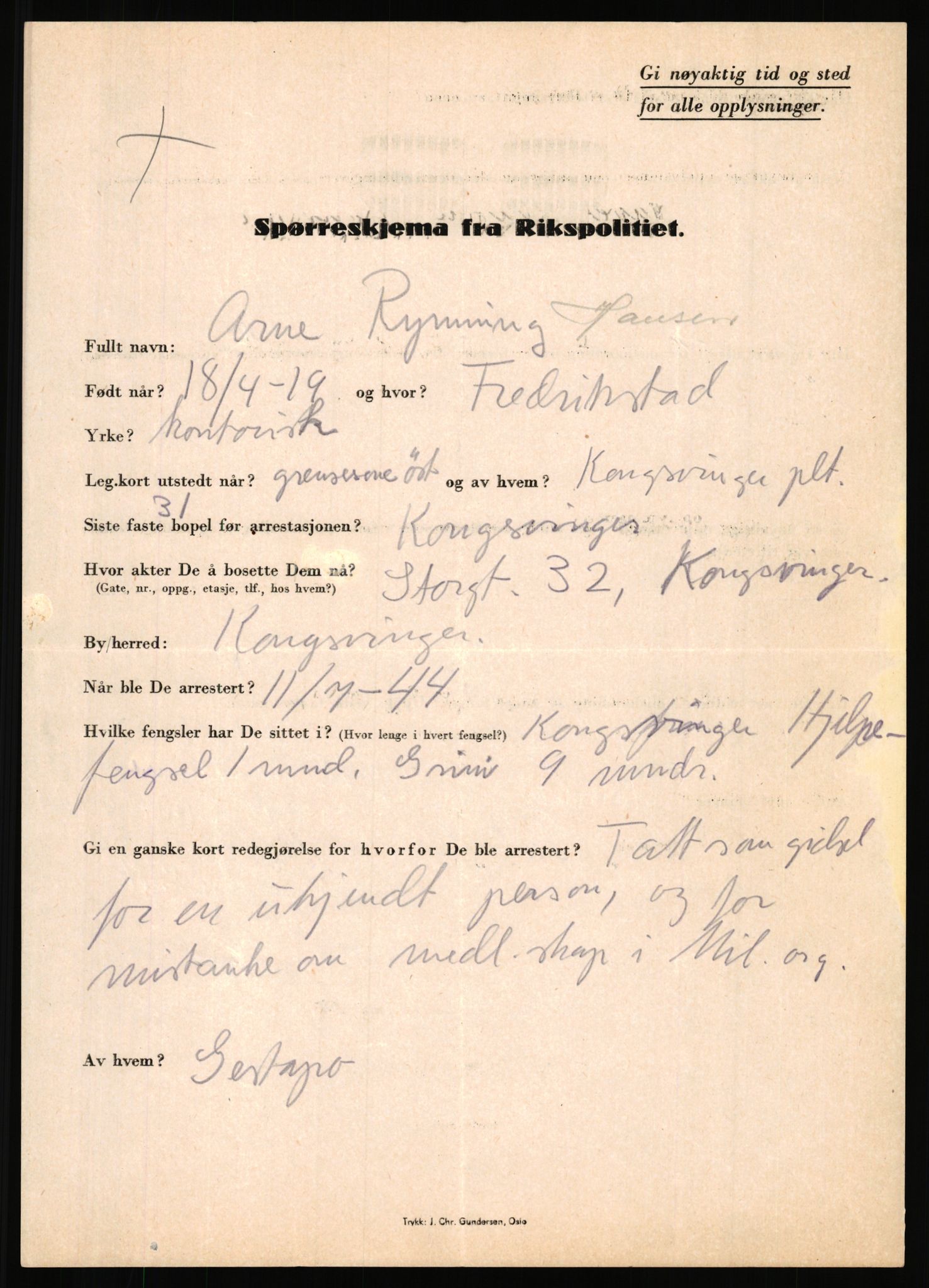 Rikspolitisjefen, AV/RA-S-1560/L/L0006: Hansen, Adolf Boye - Hemstad, Gunnar, 1940-1945, p. 33