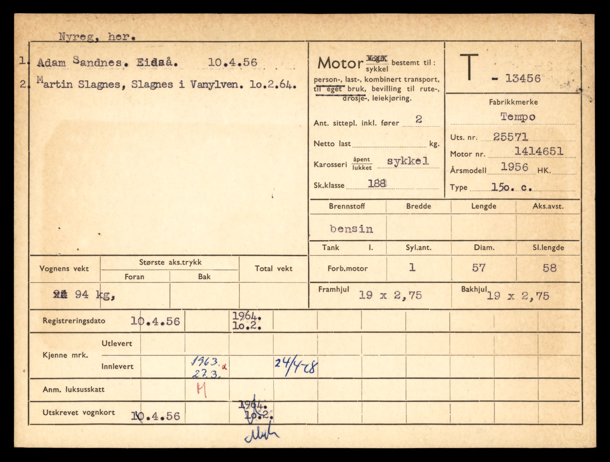 Møre og Romsdal vegkontor - Ålesund trafikkstasjon, AV/SAT-A-4099/F/Fe/L0039: Registreringskort for kjøretøy T 13361 - T 13530, 1927-1998, p. 1631