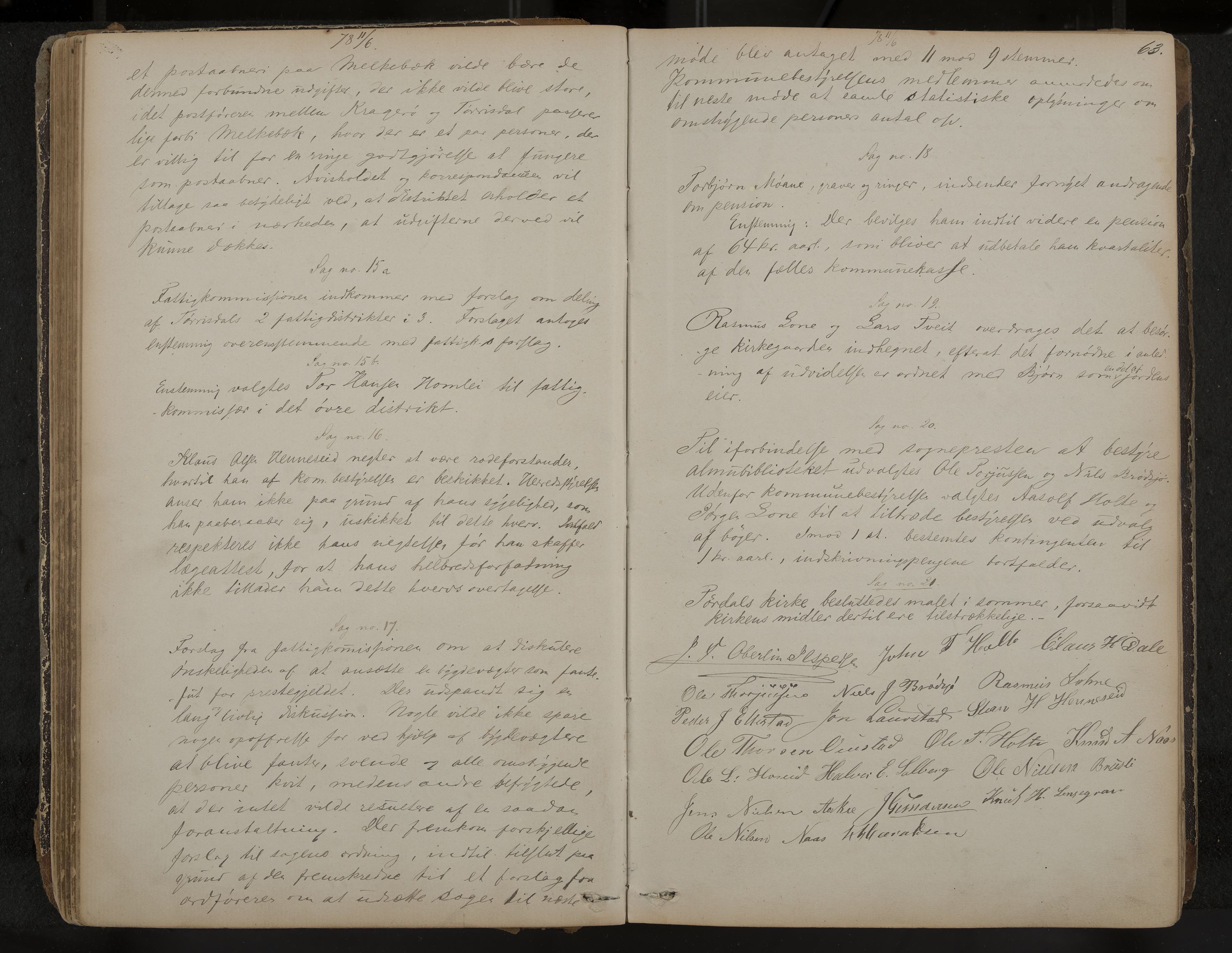 Drangedal formannskap og sentraladministrasjon, IKAK/0817021/A/L0002: Møtebok, 1870-1892, p. 63