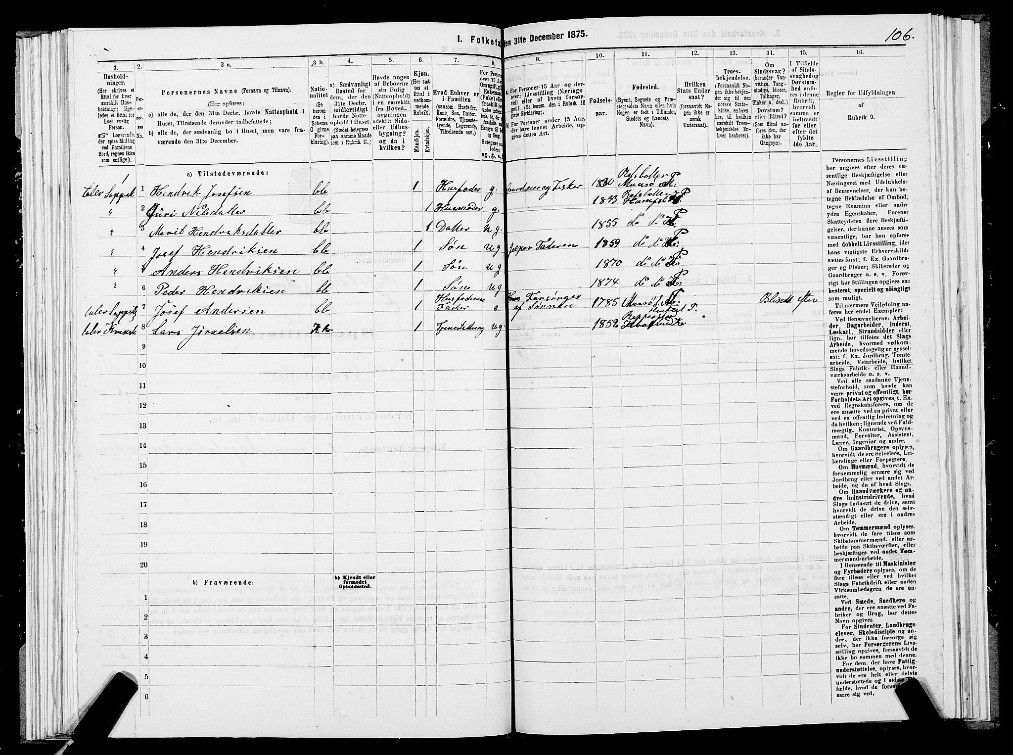 SATØ, 1875 census for 2016L Hammerfest/Hammerfest og Kvalsund, 1875, p. 2106