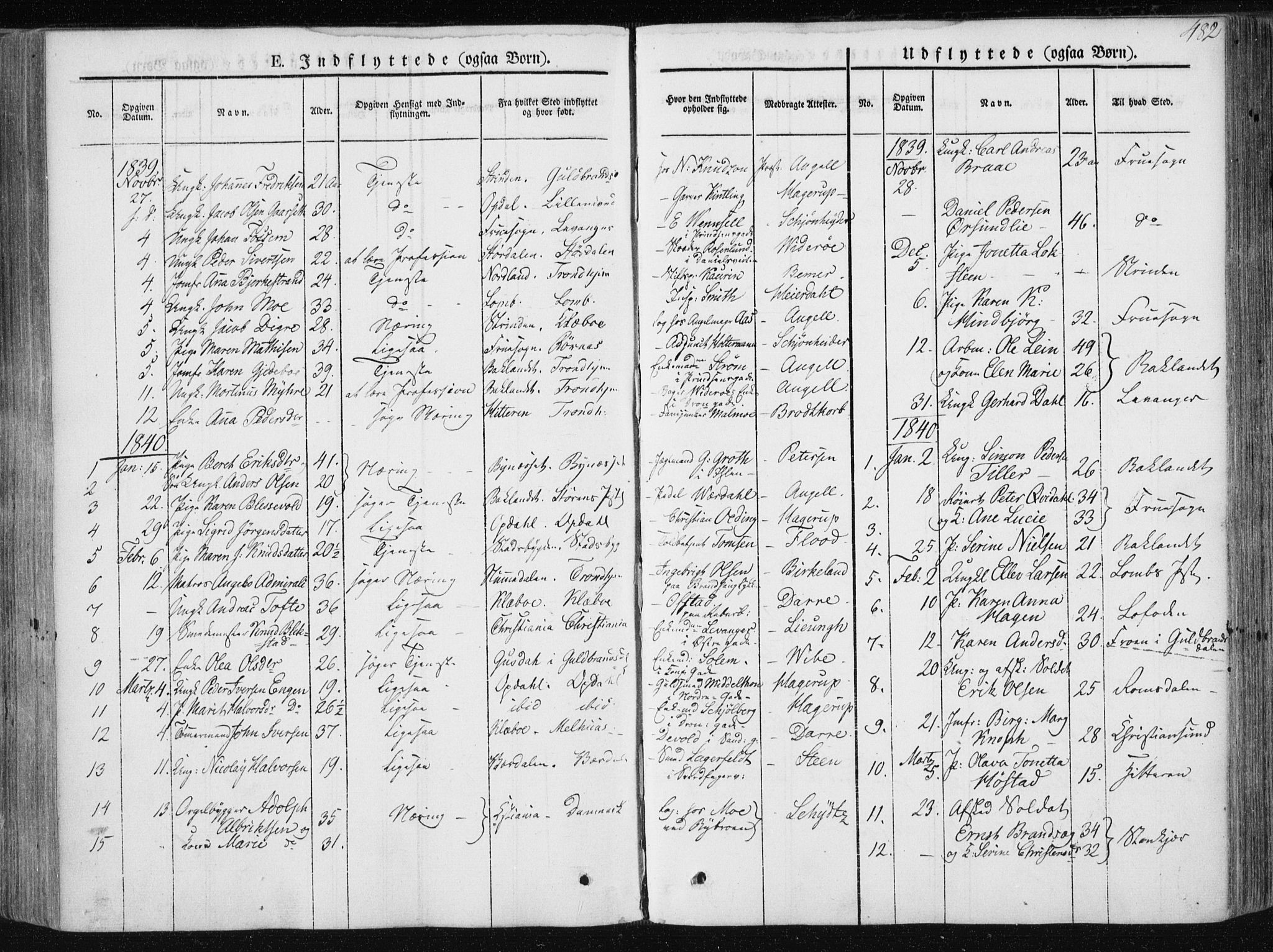 Ministerialprotokoller, klokkerbøker og fødselsregistre - Sør-Trøndelag, SAT/A-1456/601/L0049: Parish register (official) no. 601A17, 1839-1847, p. 482