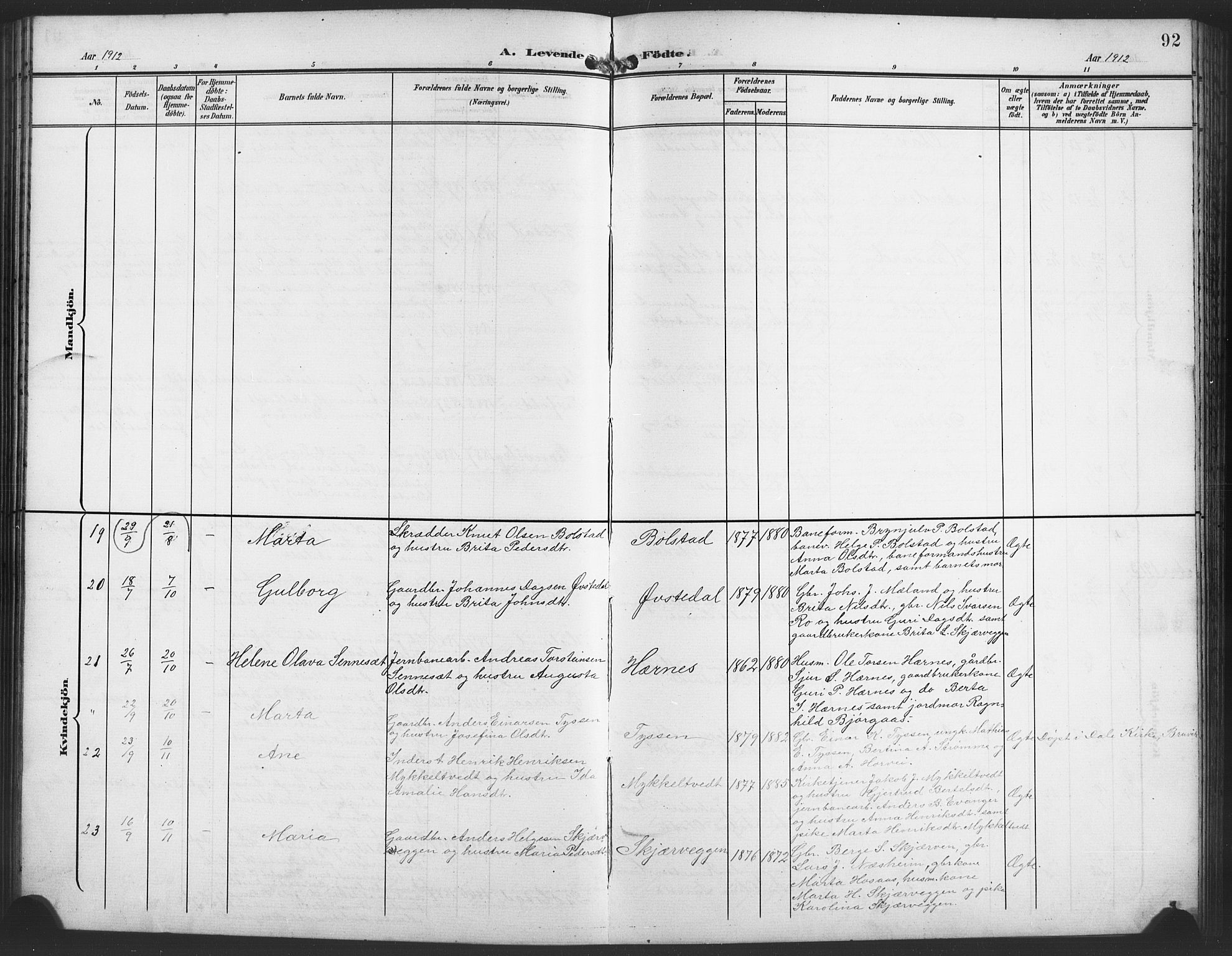 Evanger sokneprestembete, AV/SAB-A-99924: Parish register (copy) no. A 5, 1897-1917, p. 92