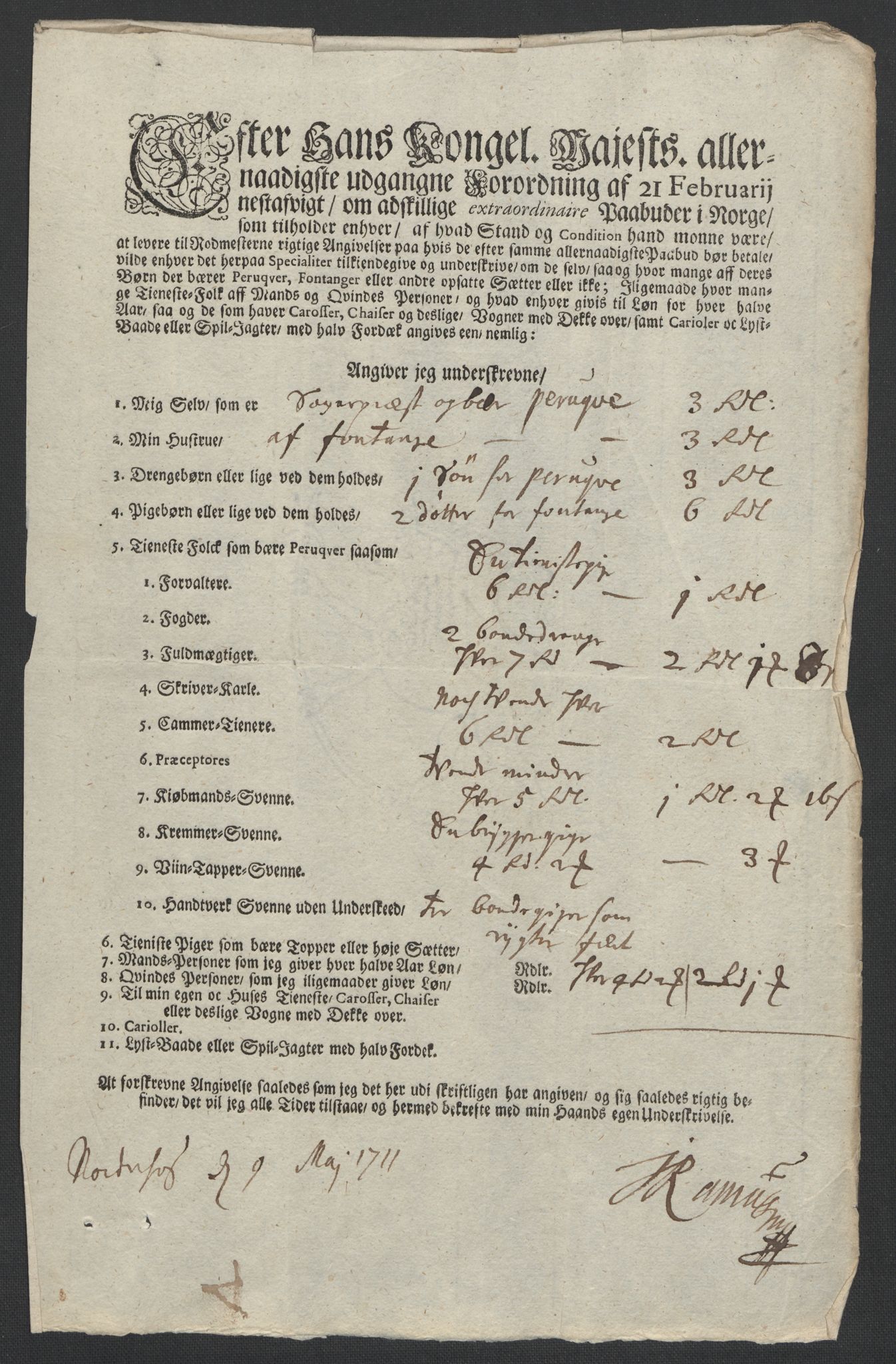 Rentekammeret inntil 1814, Reviderte regnskaper, Fogderegnskap, AV/RA-EA-4092/R23/L1469: Fogderegnskap Ringerike og Hallingdal, 1711, p. 312