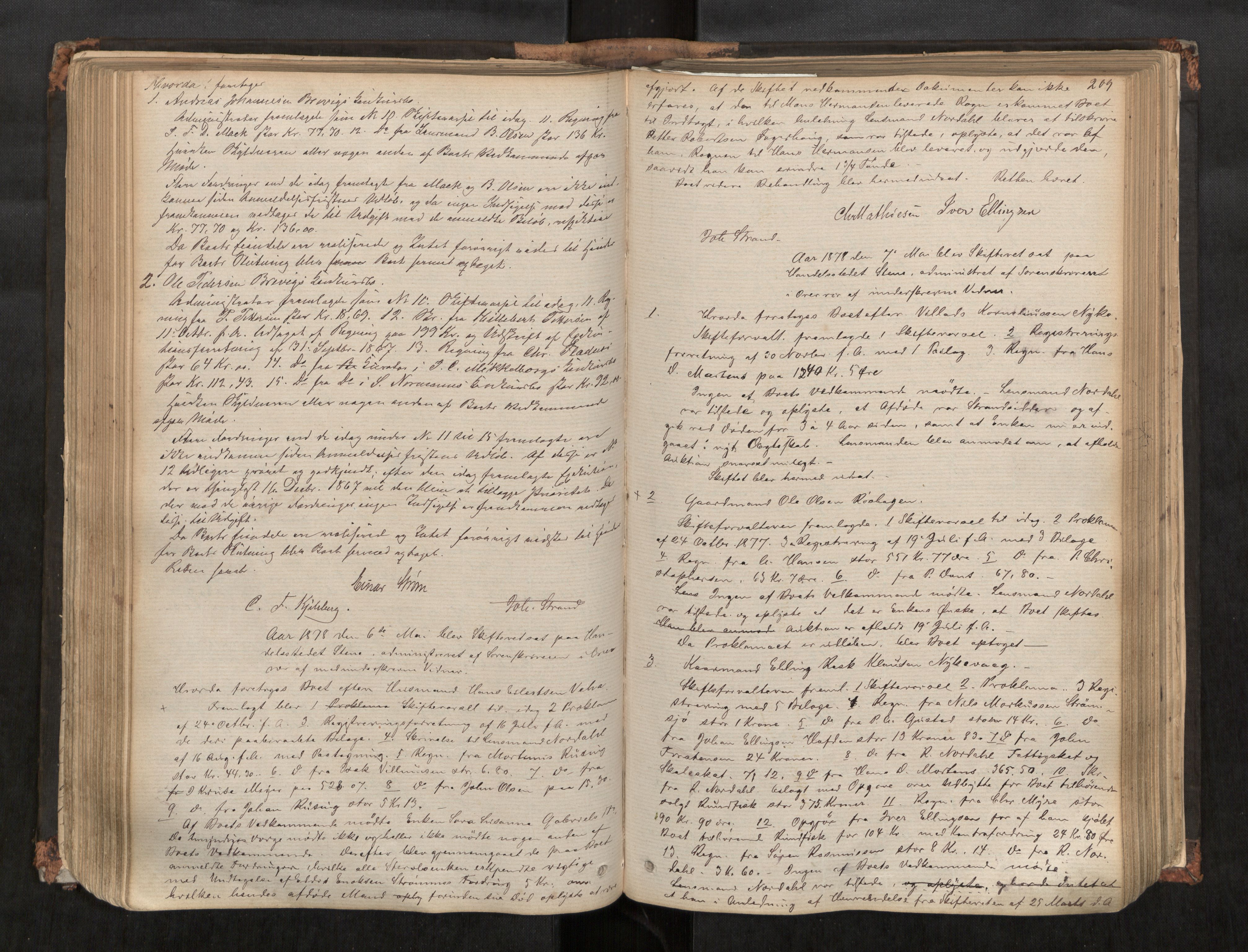 Vesterålen sorenskriveri, AV/SAT-A-4180/1/3/3B/L0002: Skiftebehandlingsprotokoll, 1872-1884, p. 209