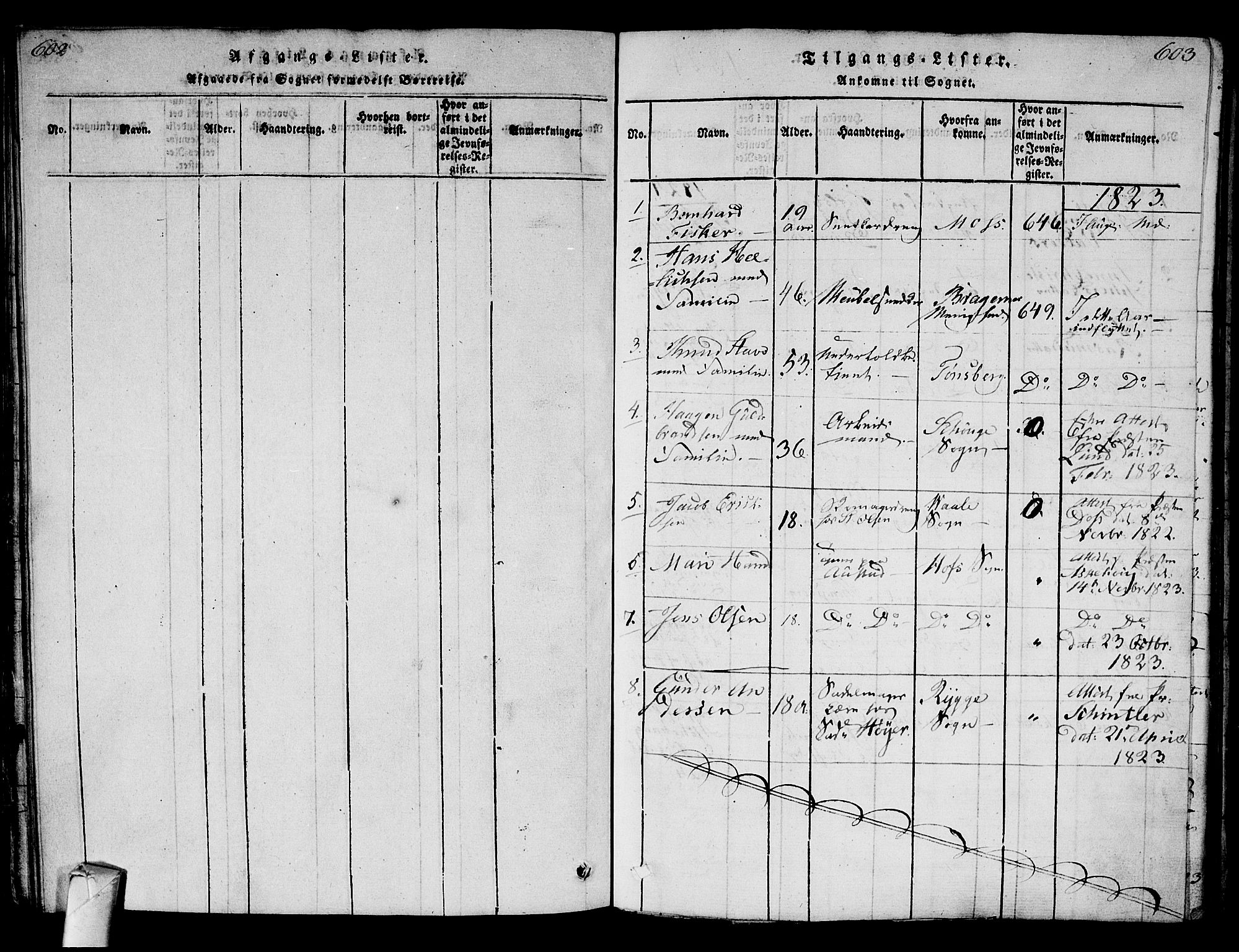 Strømsø kirkebøker, SAKO/A-246/G/Ga/L0001: Parish register (copy) no. 1, 1815-1829, p. 602-603
