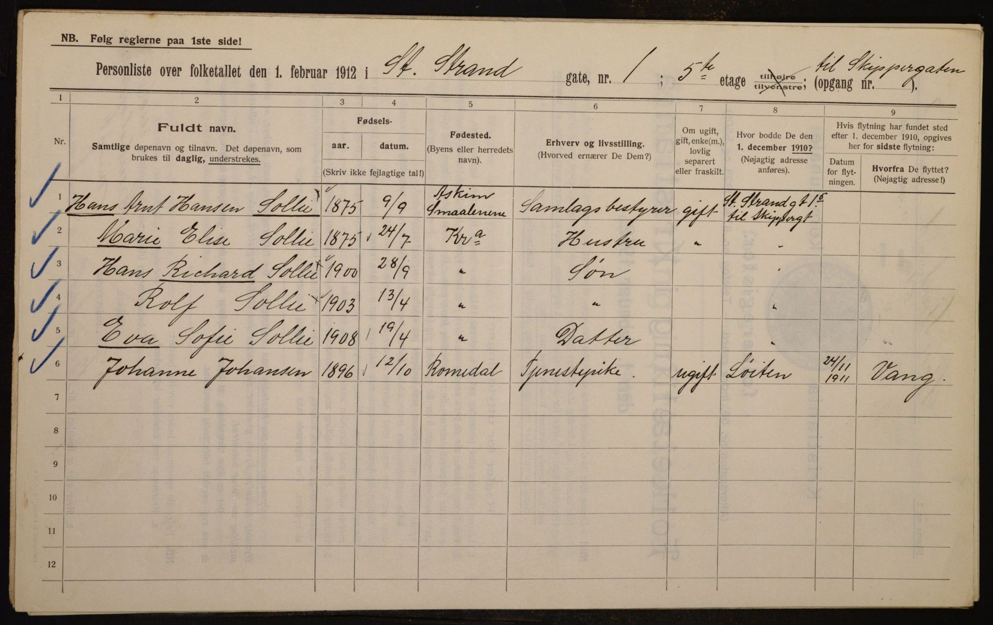 OBA, Municipal Census 1912 for Kristiania, 1912, p. 102899