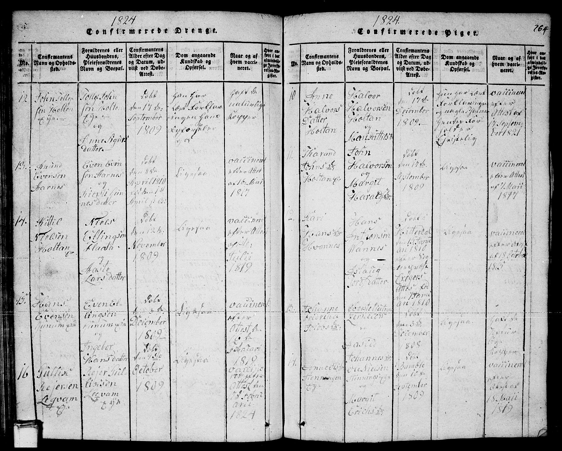 Sauherad kirkebøker, AV/SAKO-A-298/F/Fa/L0005: Parish register (official) no. I 5, 1815-1829, p. 264