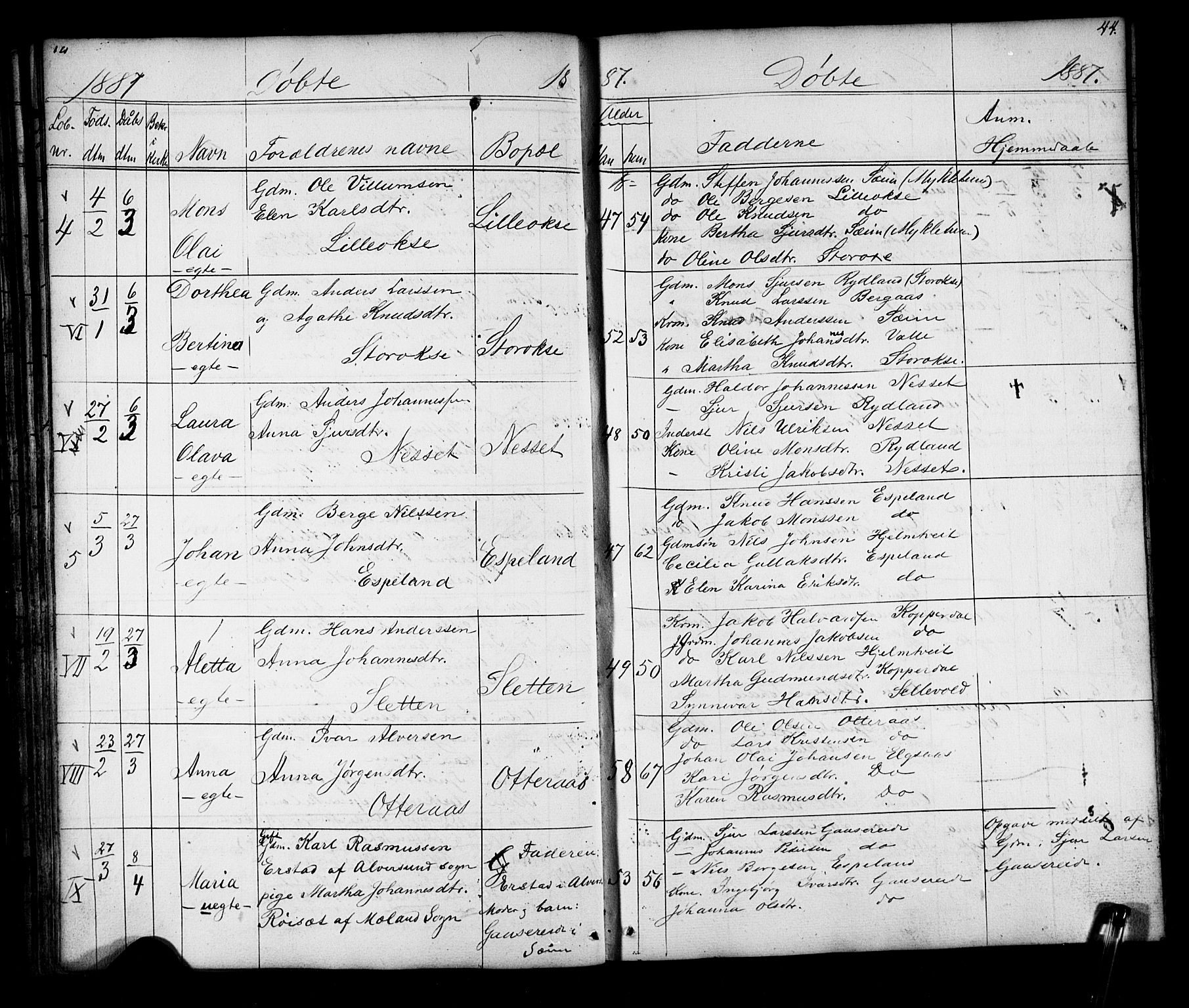 Alversund Sokneprestembete, AV/SAB-A-73901/H/Ha/Hab: Parish register (copy) no. D 2, 1851-1889, p. 44