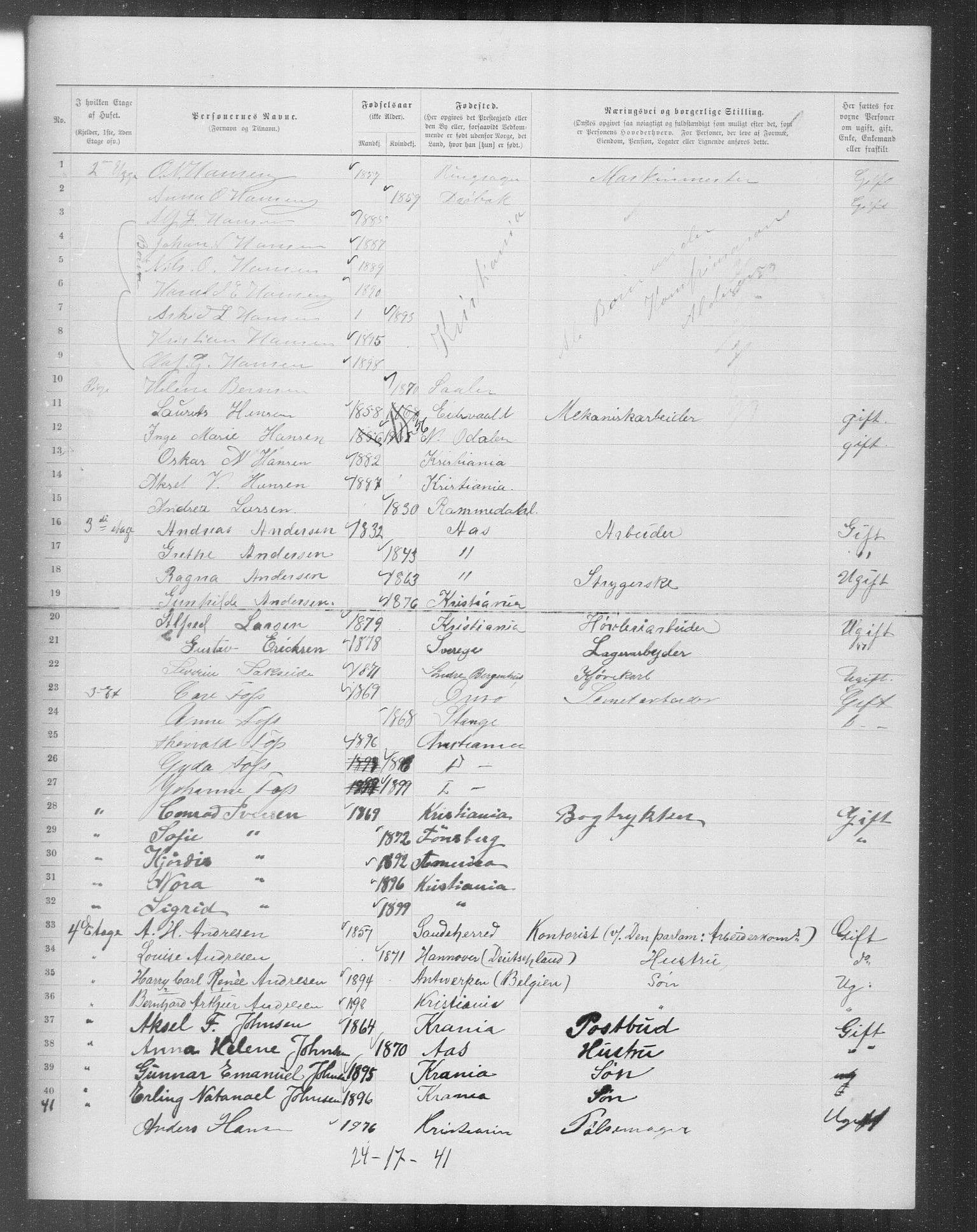 OBA, Municipal Census 1899 for Kristiania, 1899, p. 8634