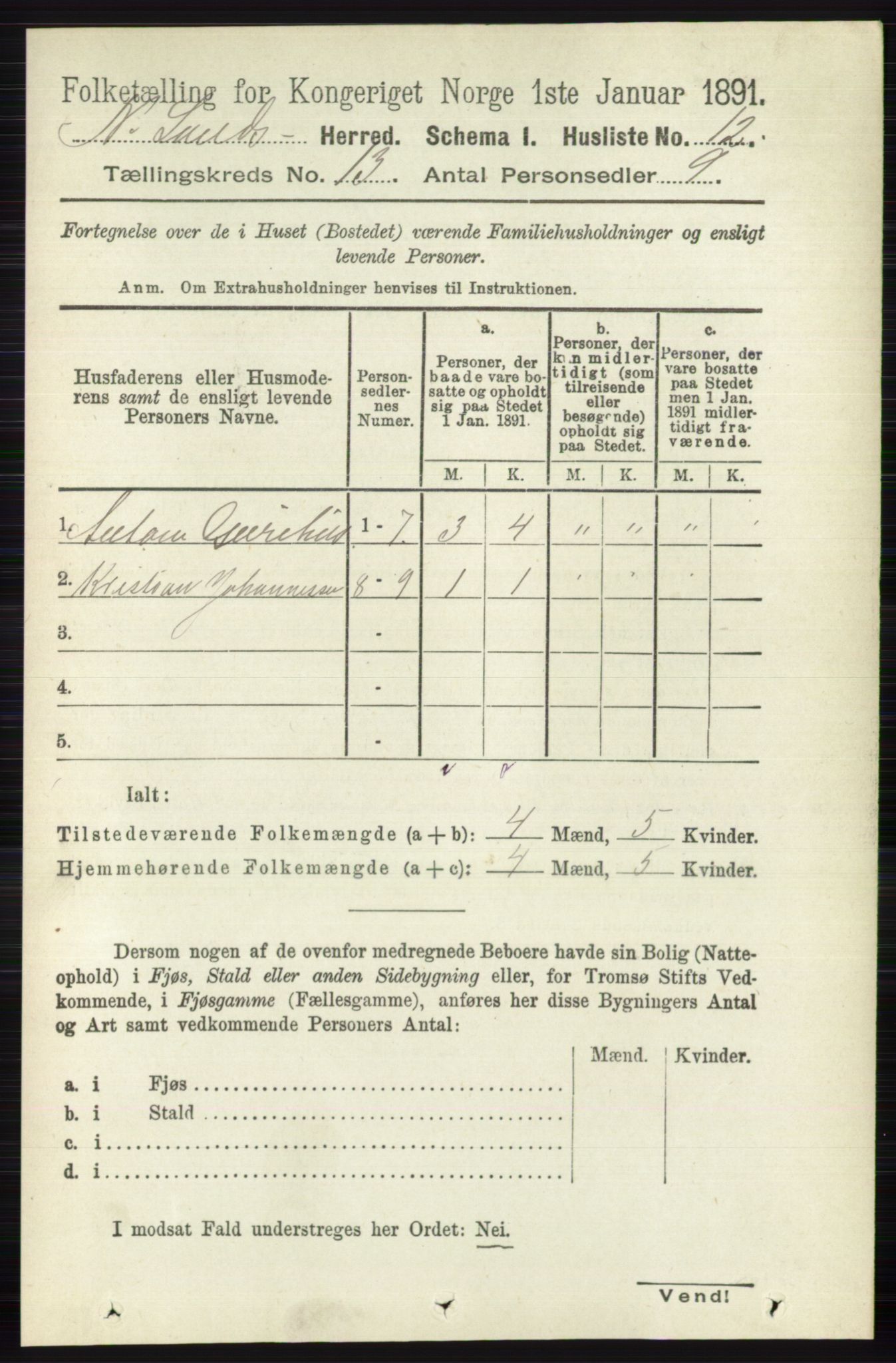 RA, 1891 census for 0538 Nordre Land, 1891, p. 3490