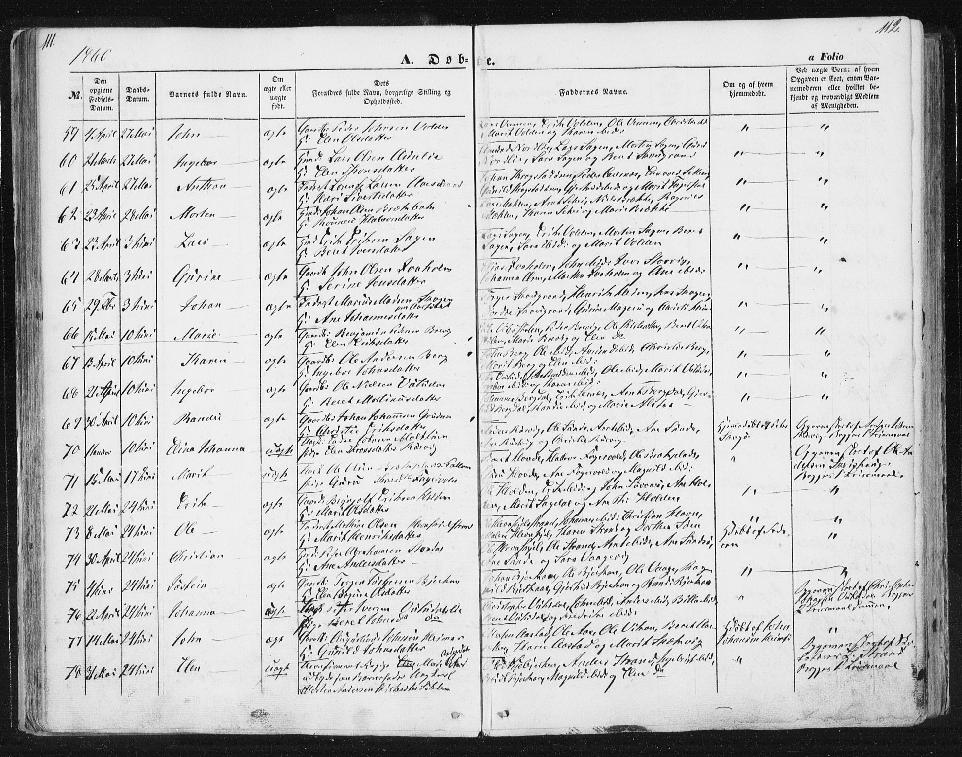 Ministerialprotokoller, klokkerbøker og fødselsregistre - Sør-Trøndelag, AV/SAT-A-1456/630/L0494: Parish register (official) no. 630A07, 1852-1868, p. 111-112