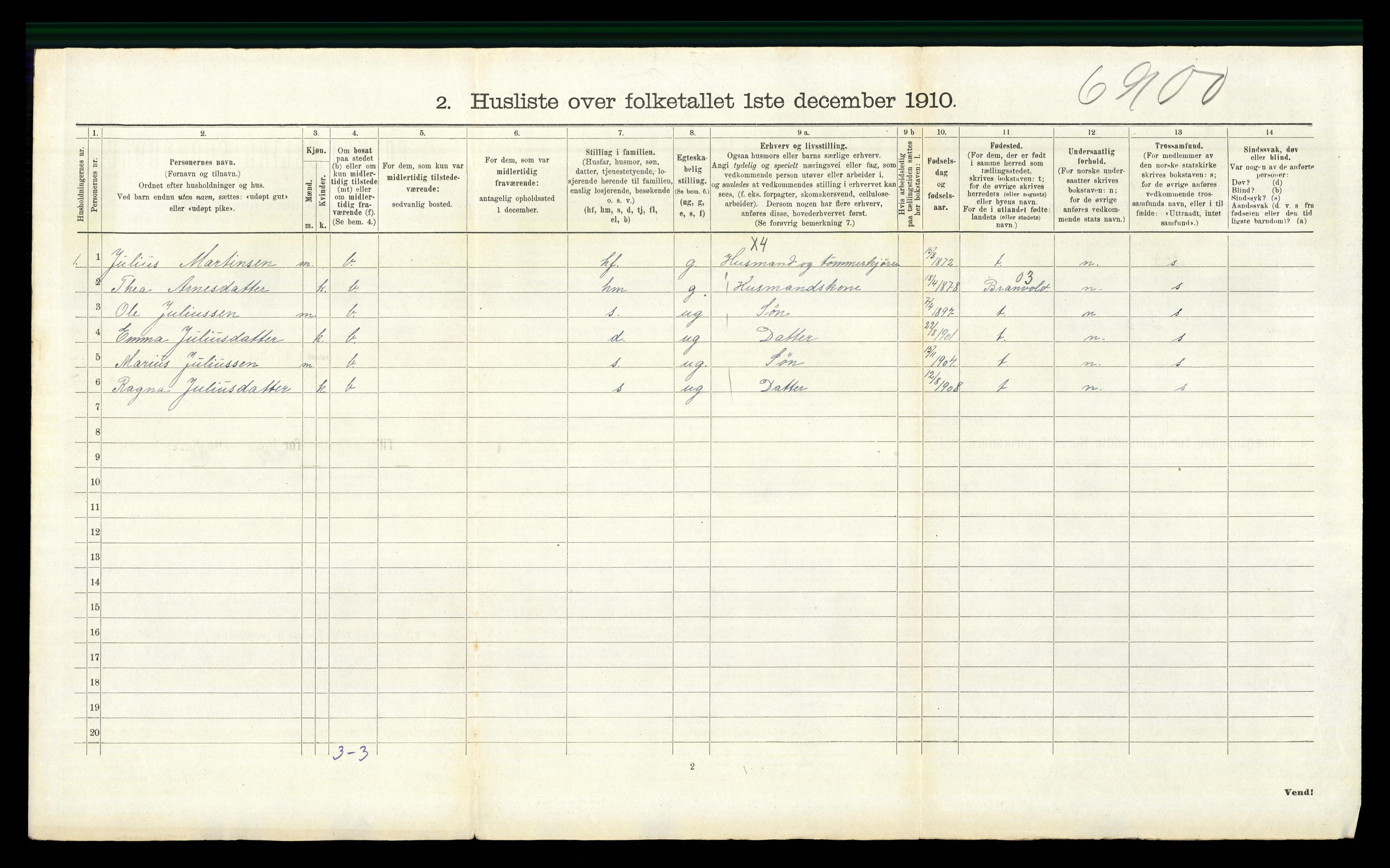 RA, 1910 census for Vinger, 1910, p. 1554