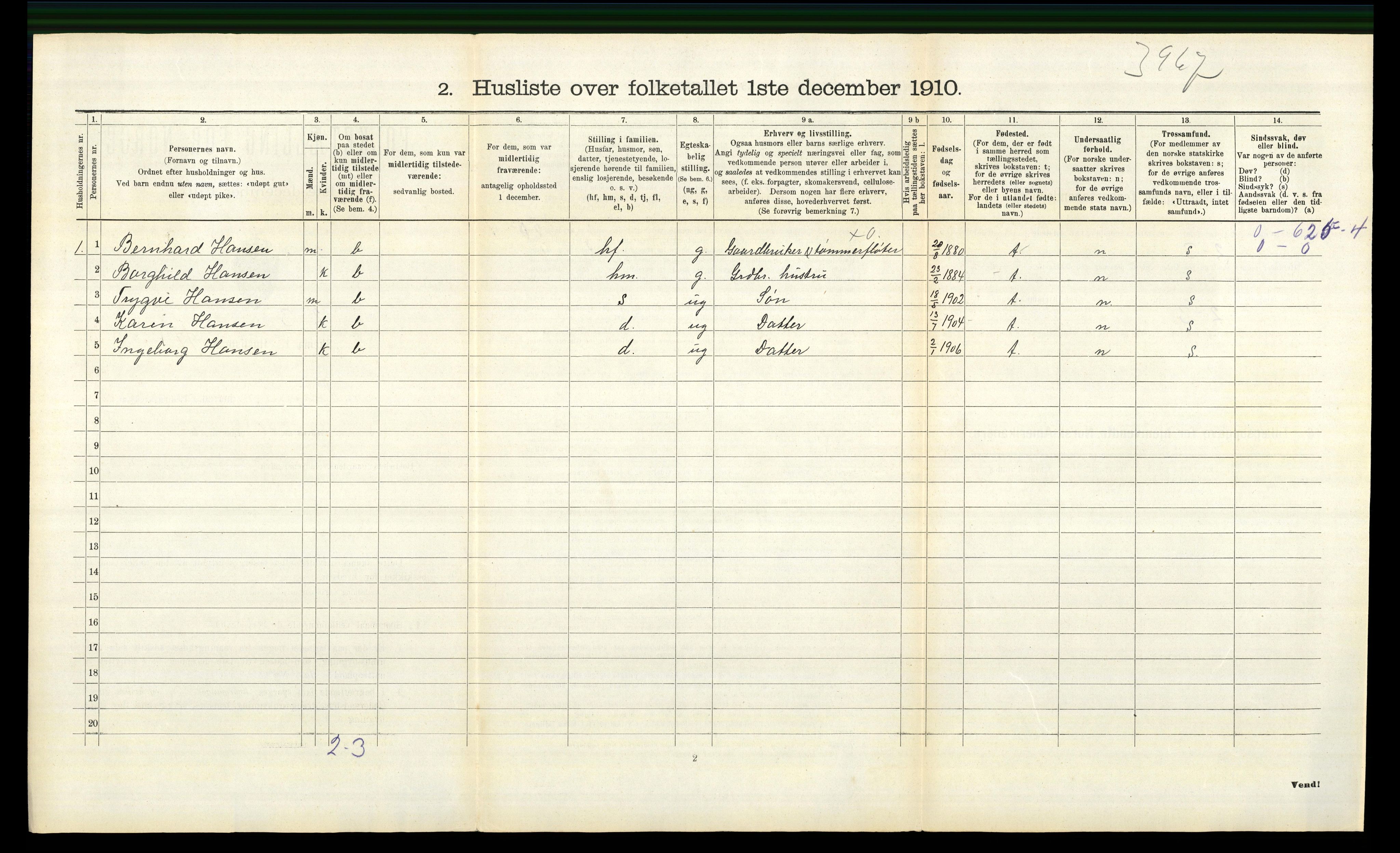 RA, 1910 census for Sørum, 1910, p. 398