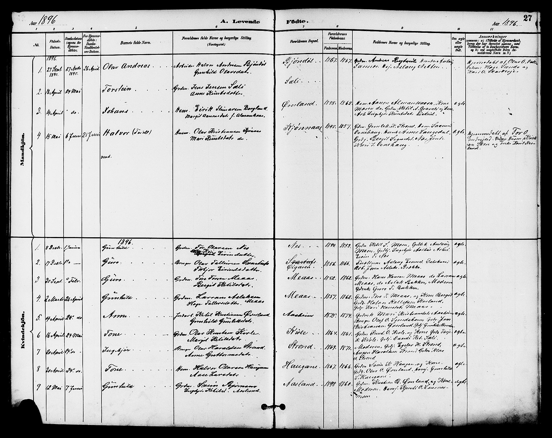Seljord kirkebøker, SAKO/A-20/G/Ga/L0005: Parish register (copy) no. I 5, 1887-1914, p. 27