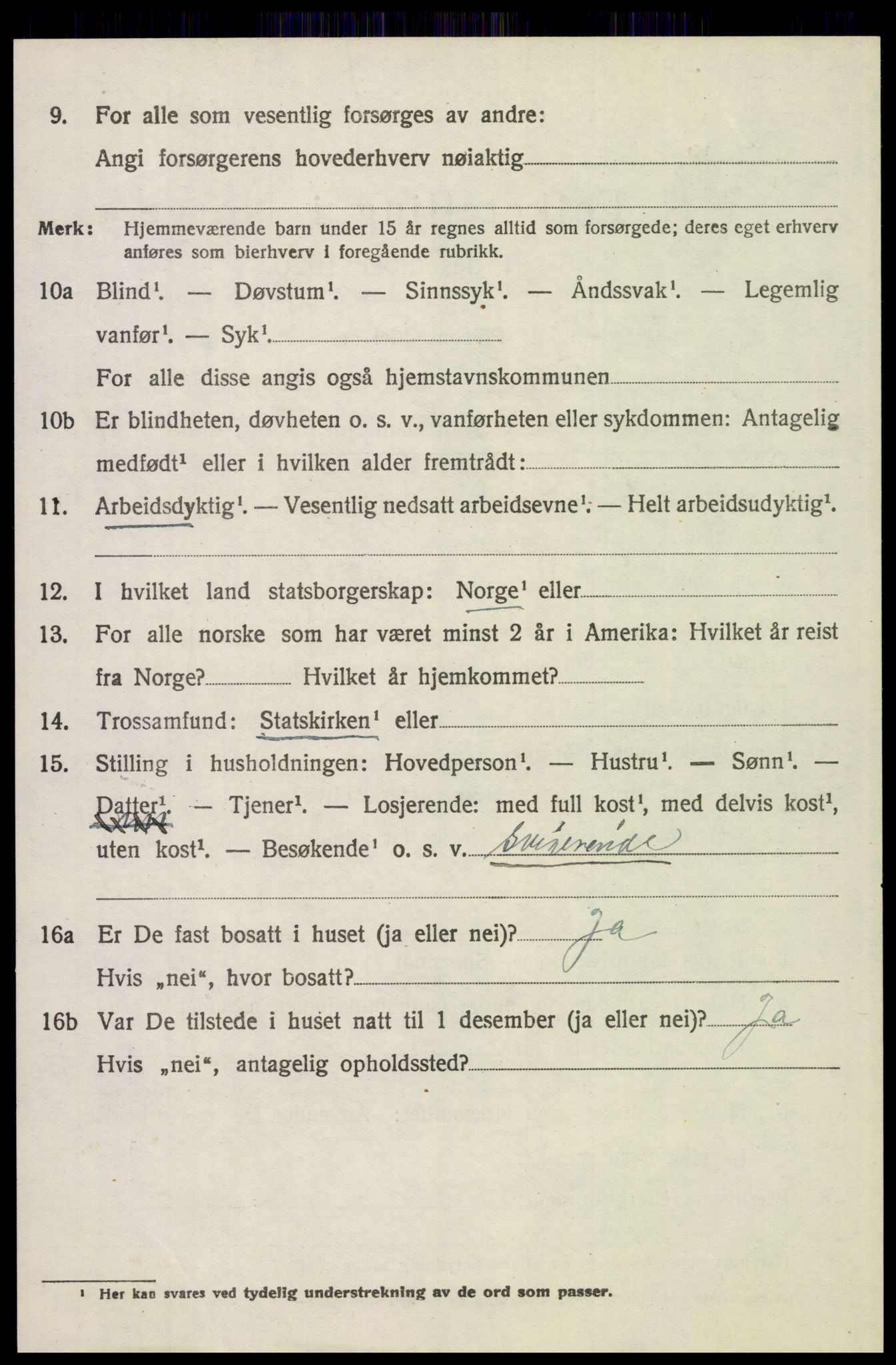 SAH, 1920 census for Tolga, 1920, p. 1494