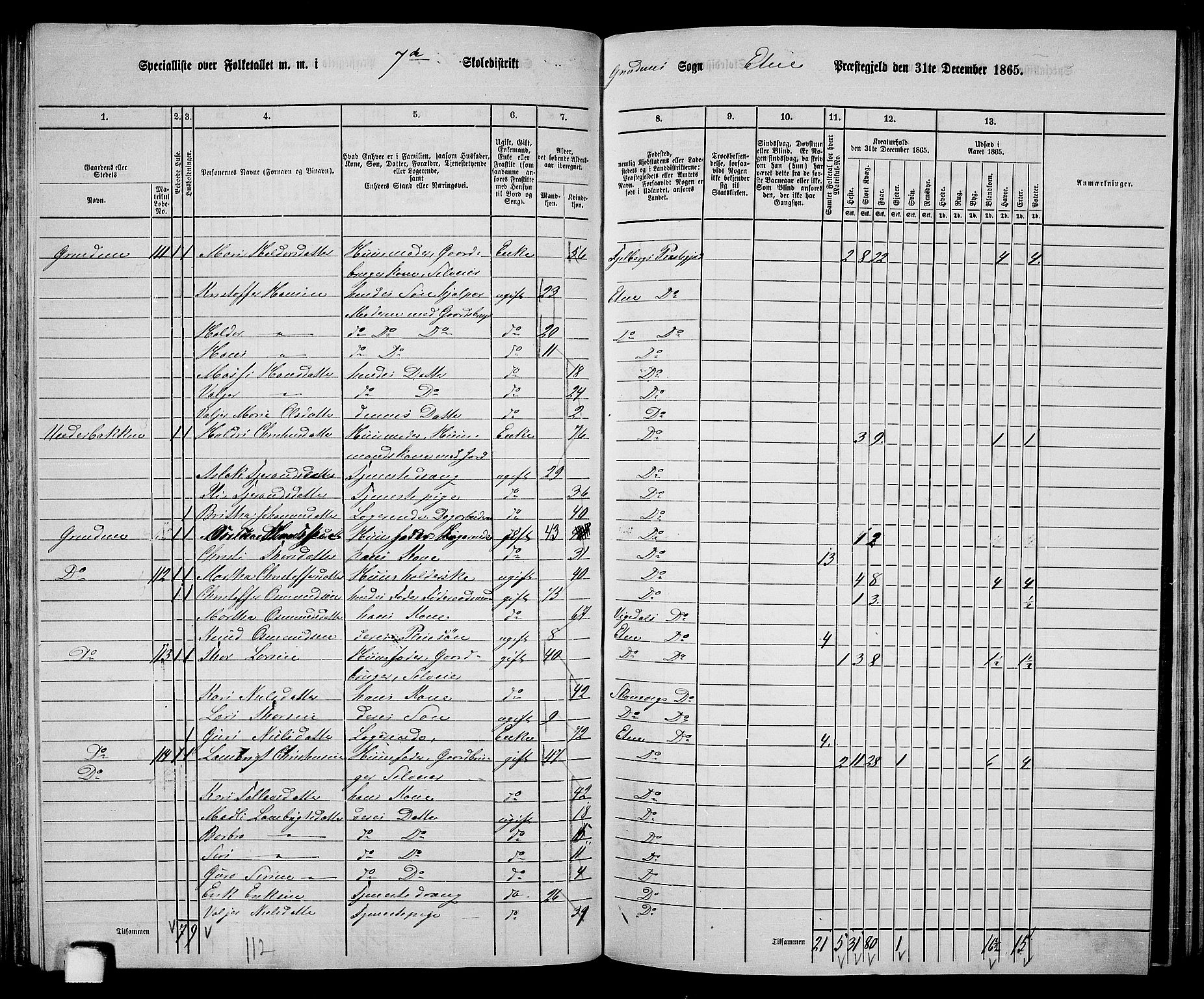 RA, 1865 census for Etne, 1865, p. 89