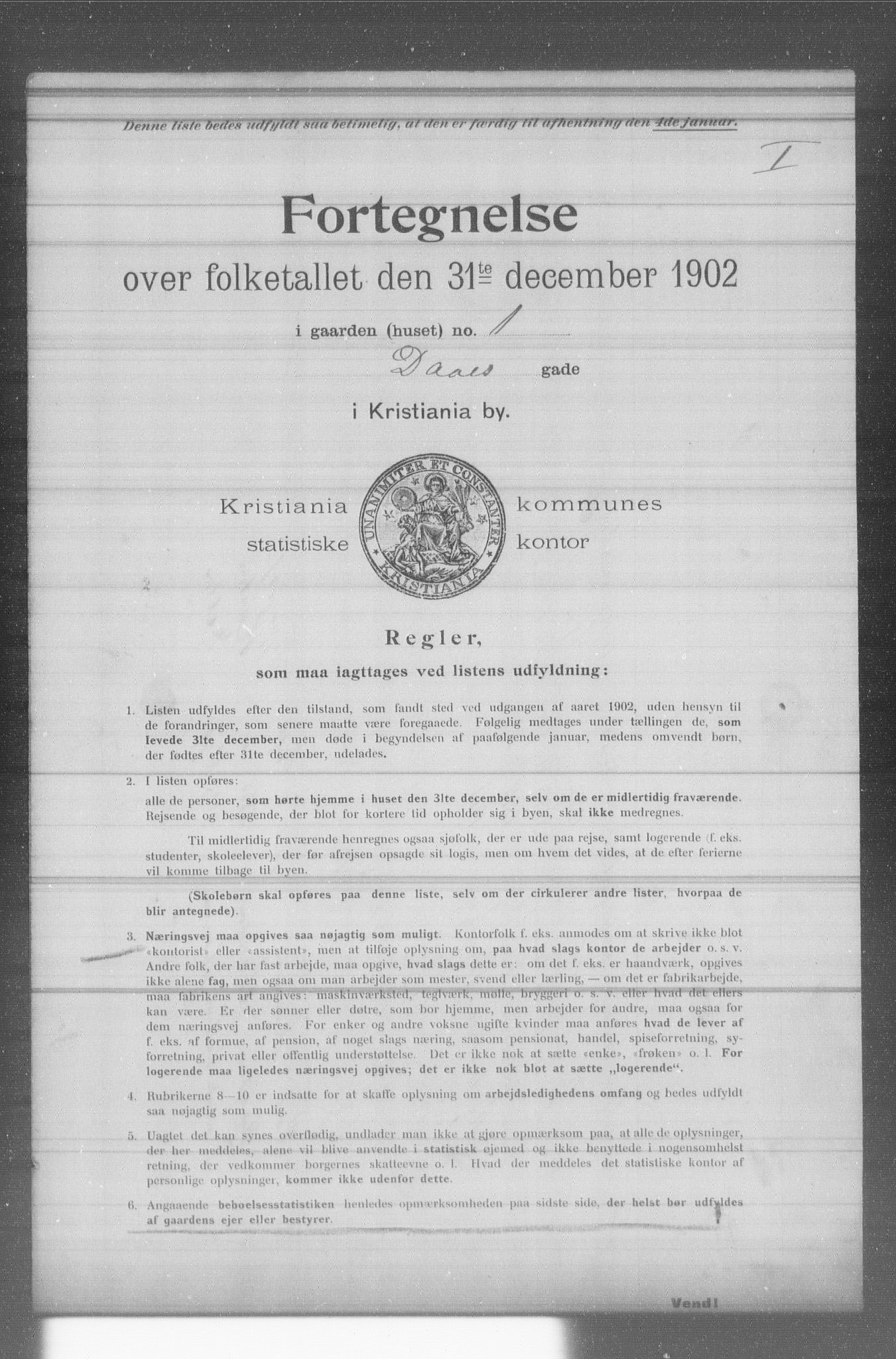 OBA, Municipal Census 1902 for Kristiania, 1902, p. 3419