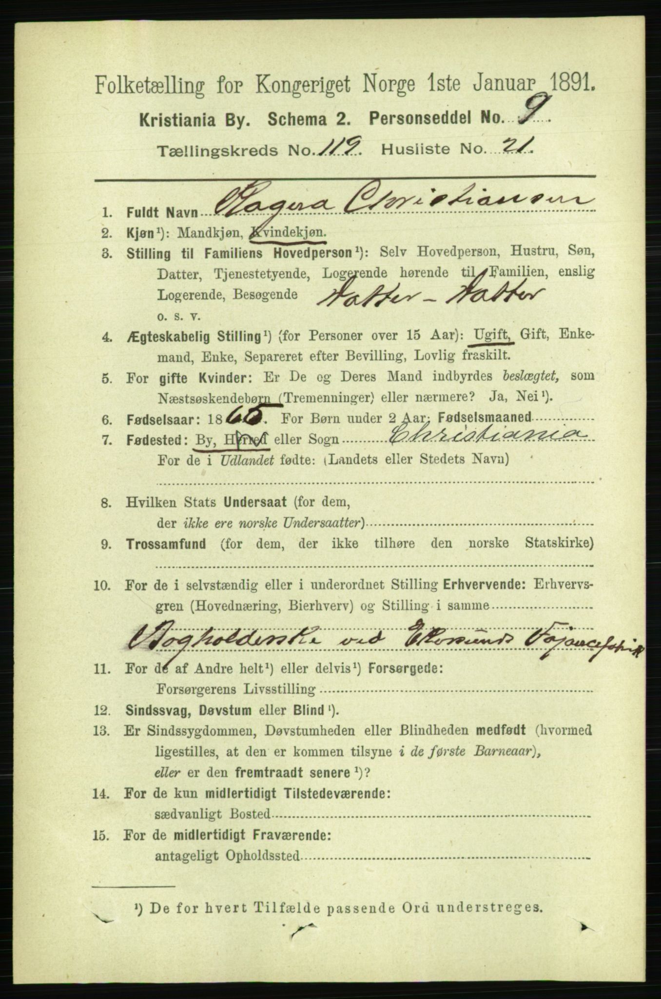 RA, 1891 census for 0301 Kristiania, 1891, p. 63965